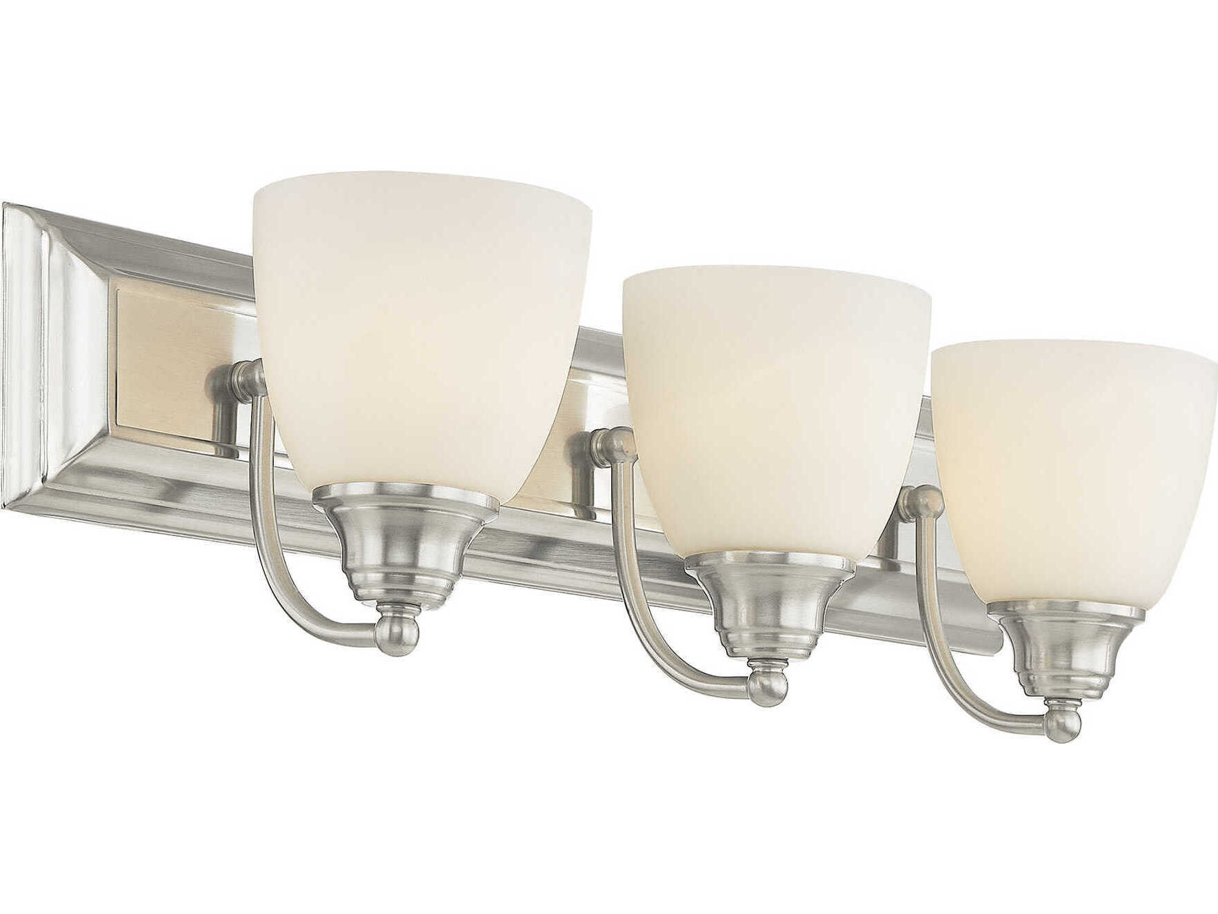 Livex Lighting Springfield 3-Light Brushed Nickel Glass Vanity Light