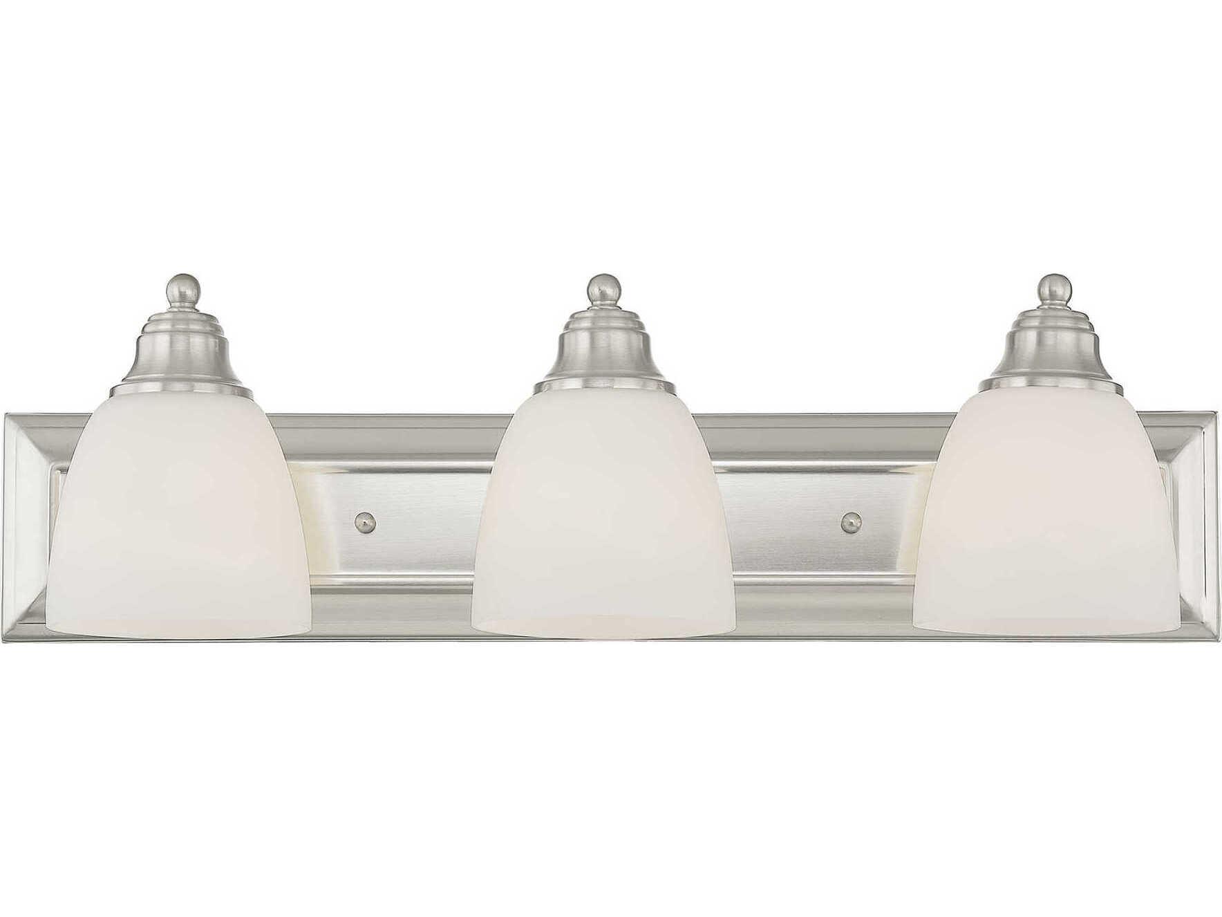 Livex Lighting Springfield 3-Light Brushed Nickel Glass Vanity Light