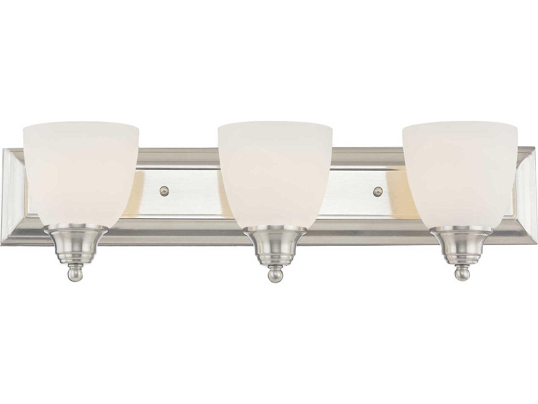 Livex Lighting Springfield 3-Light Brushed Nickel Glass Vanity Light