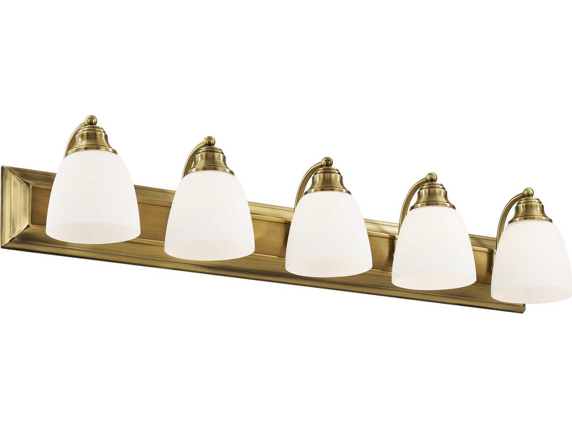 Livex Lighting Springfield 5-Light Antique Brass Glass Vanity Light