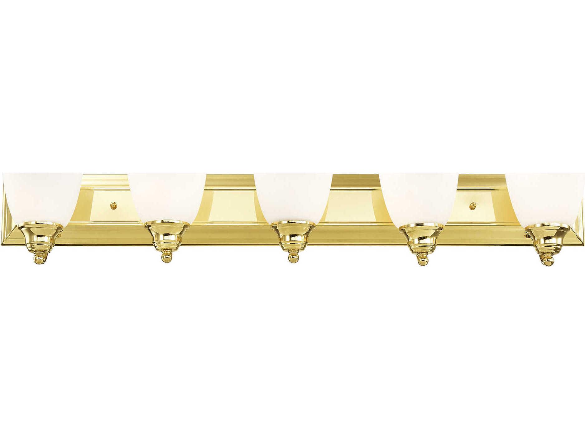 Livex Lighting Springfield 5-Light Polished Brass Glass Vanity Light