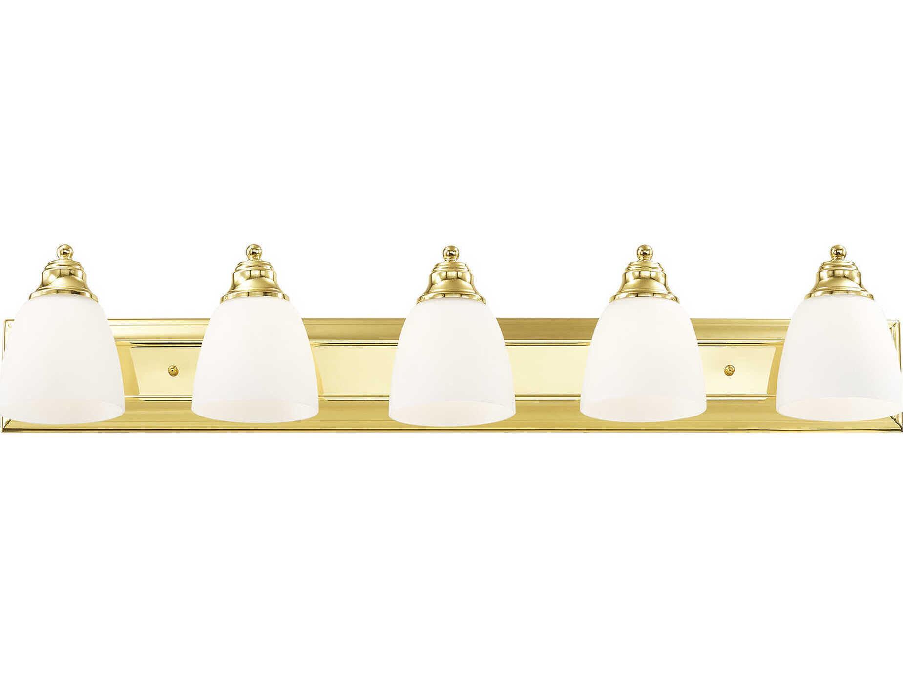 Livex Lighting Springfield 5-Light Polished Brass Glass Vanity Light