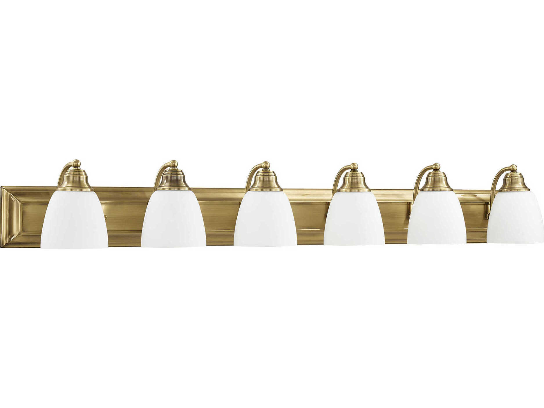 Livex Lighting Springfield 6-Light Antique Brass Glass Vanity Light