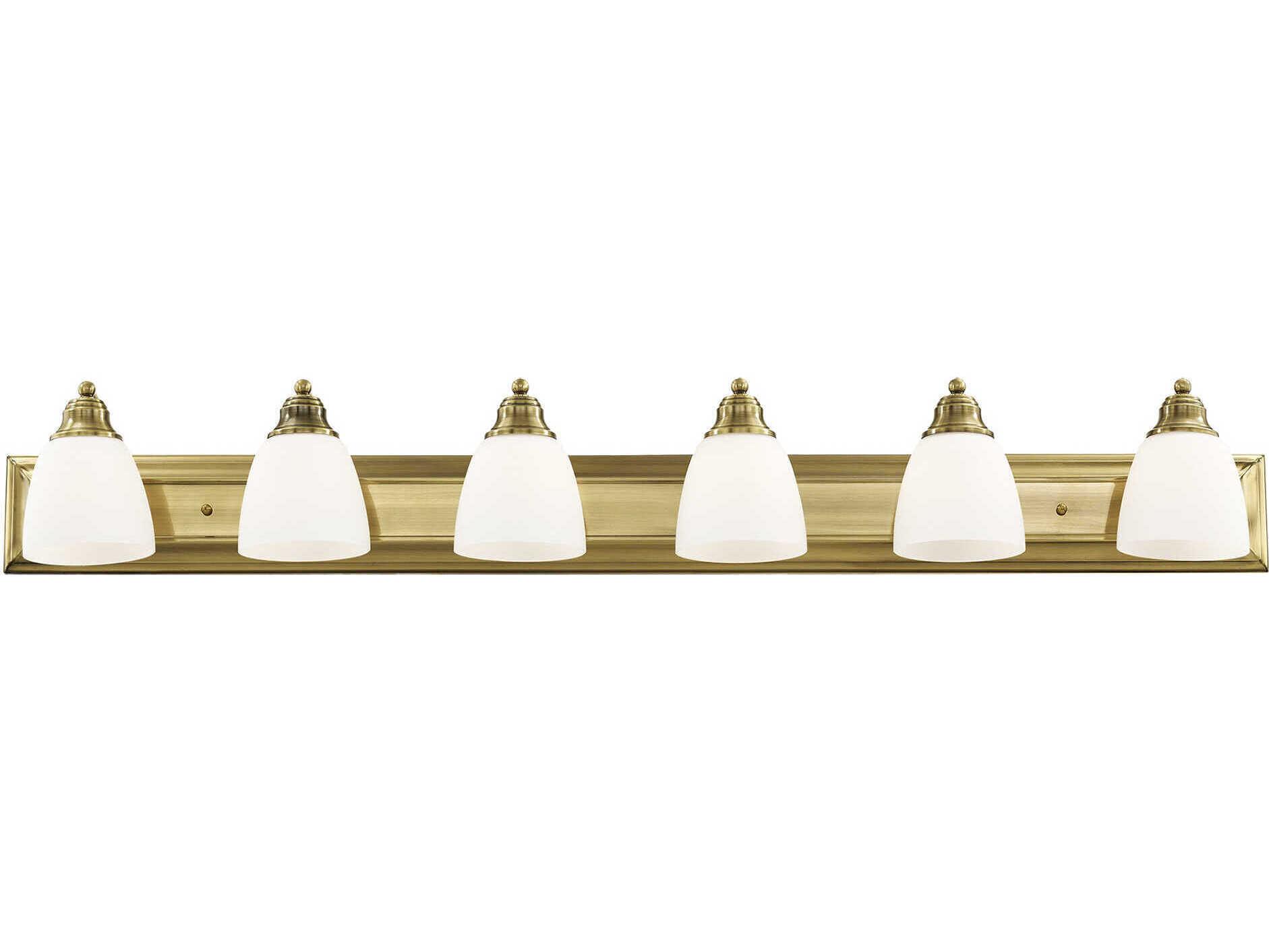 Livex Lighting Springfield 6-Light Antique Brass Glass Vanity Light