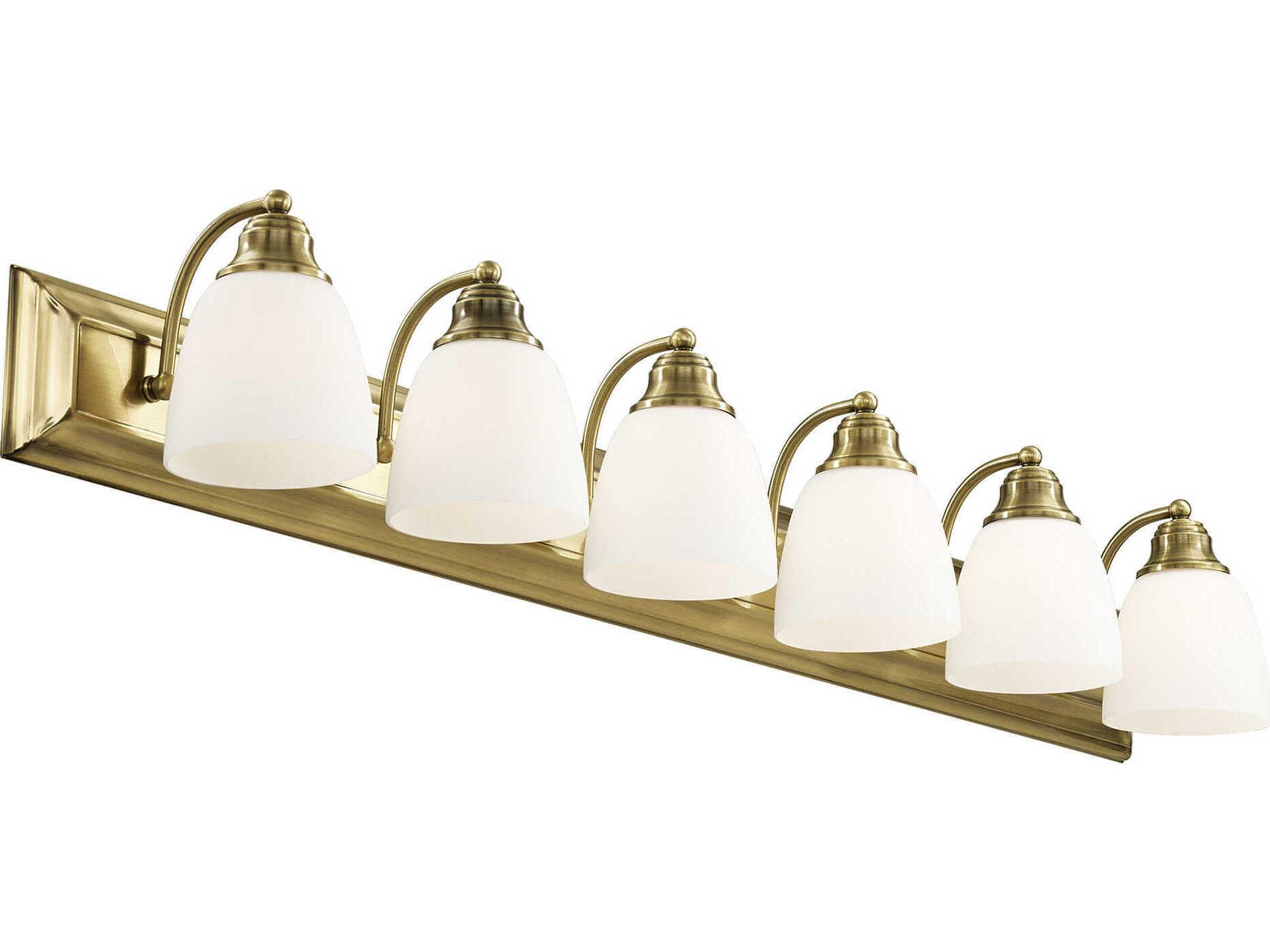 Livex Lighting Springfield 6-Light Antique Brass Glass Vanity Light