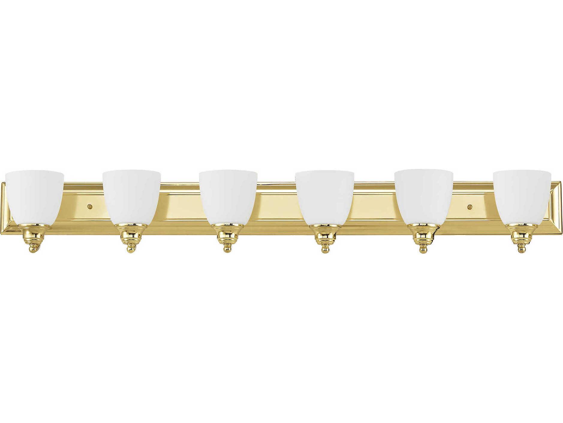Livex Lighting Springfield 6-Light Polished Brass Glass Vanity Light