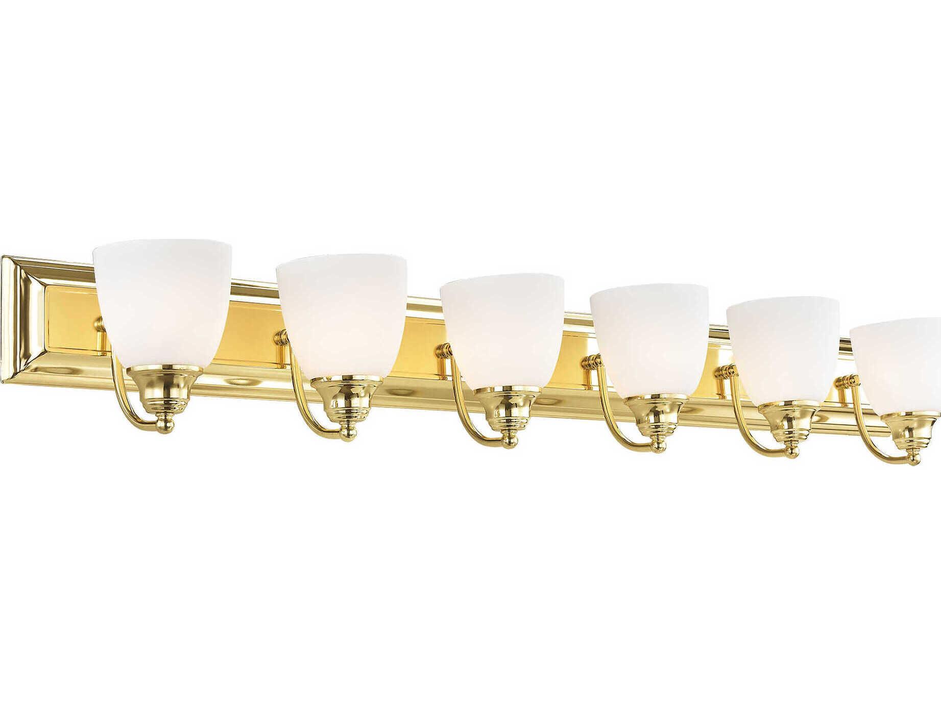 Livex Lighting Springfield 6-Light Polished Brass Glass Vanity Light