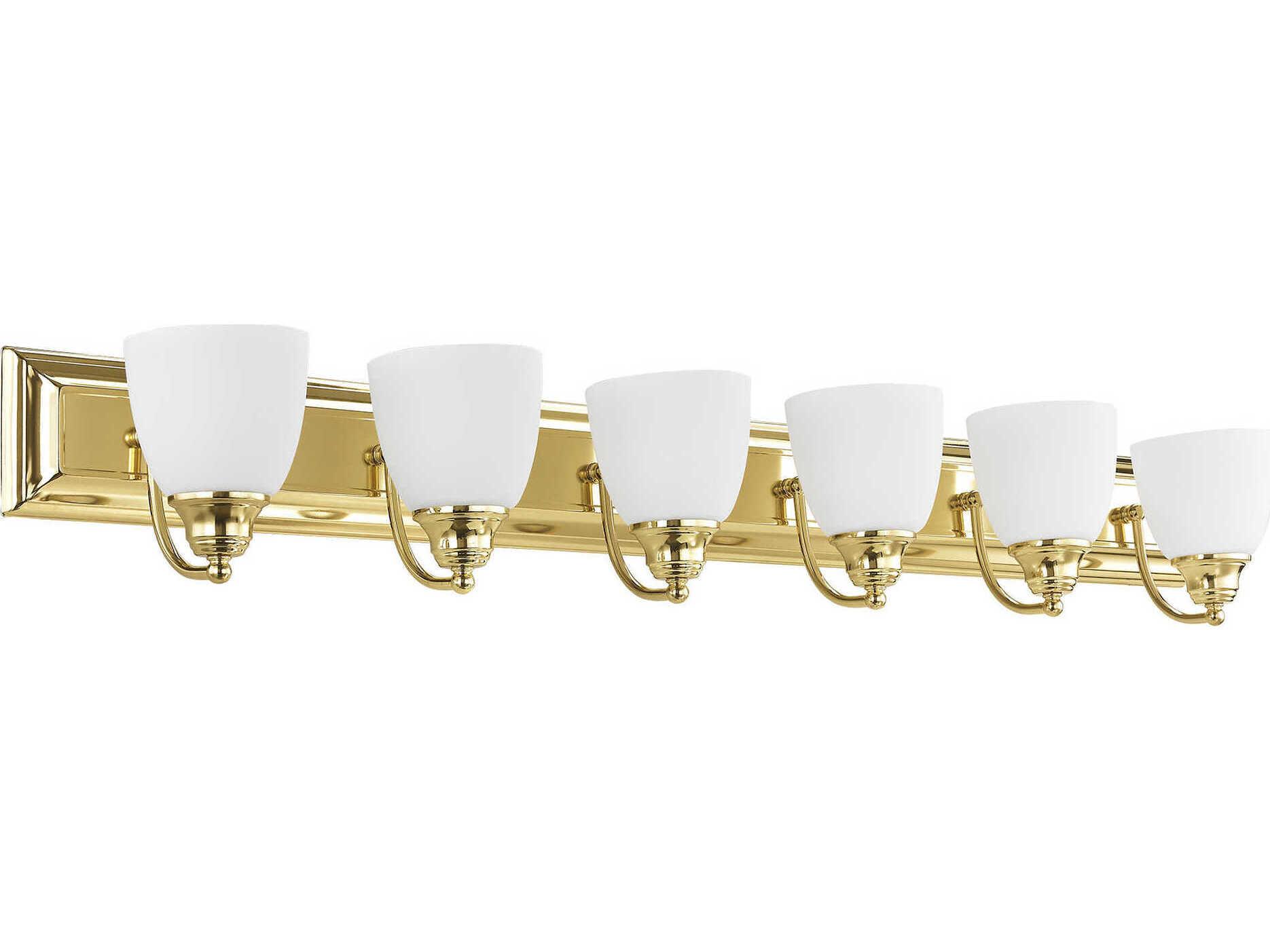 Livex Lighting Springfield 6-Light Polished Brass Glass Vanity Light