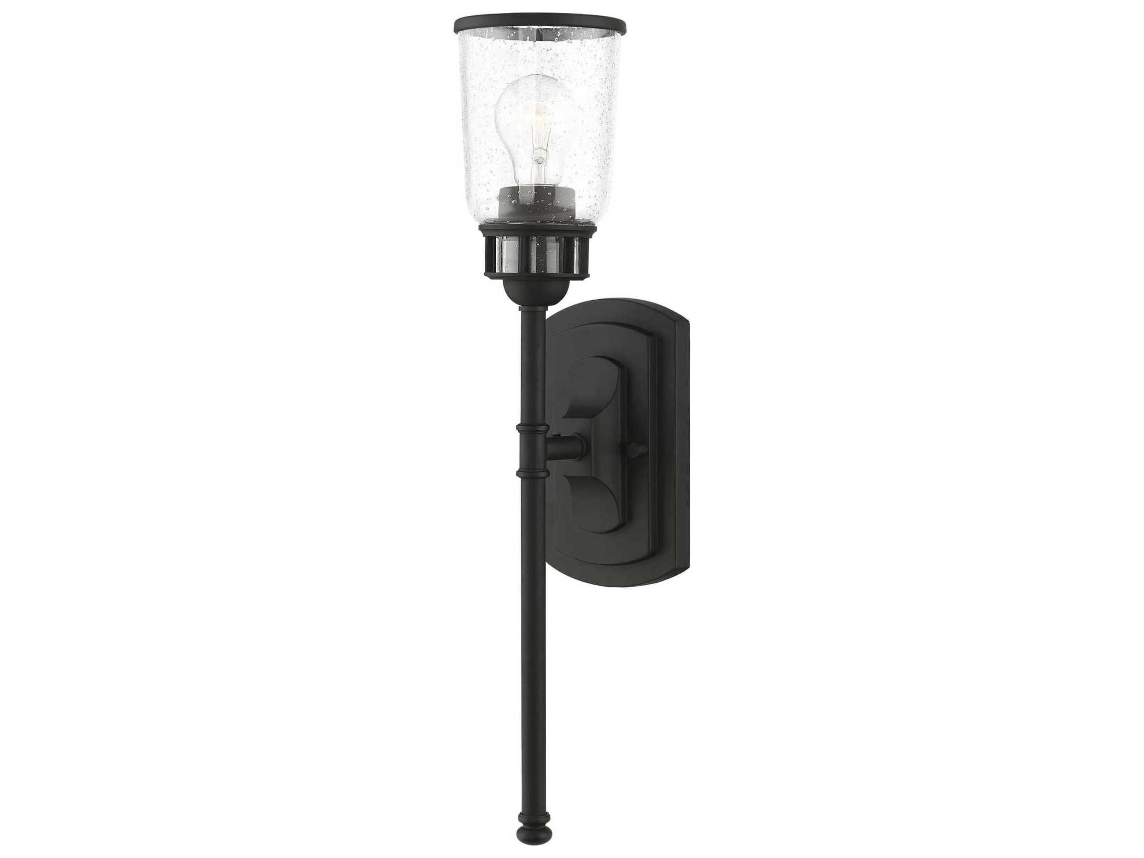 Livex Lighting Lawrenceville 1-Light Black Glass Wall Sconce