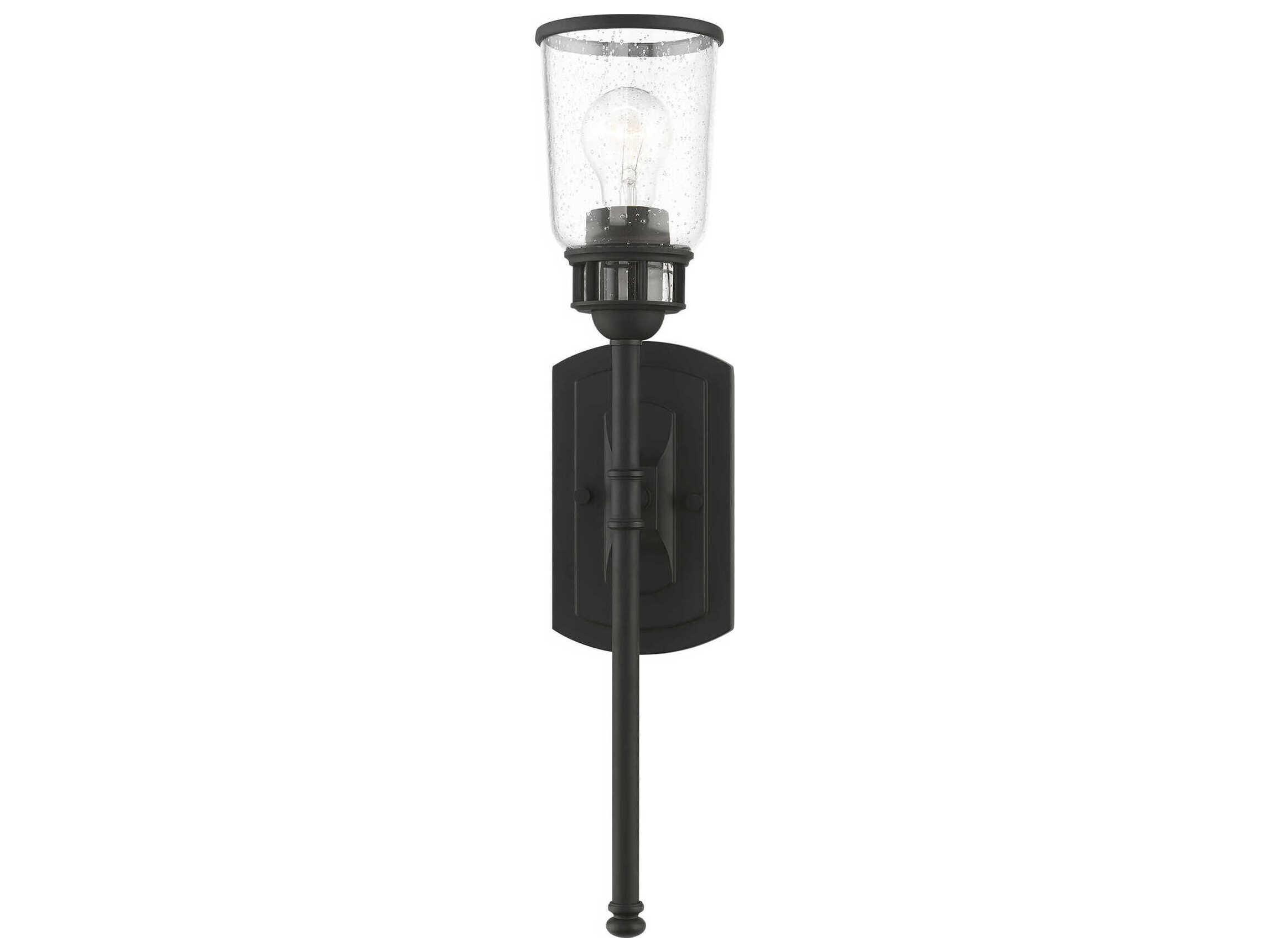 Livex Lighting Lawrenceville 1-Light Black Glass Wall Sconce