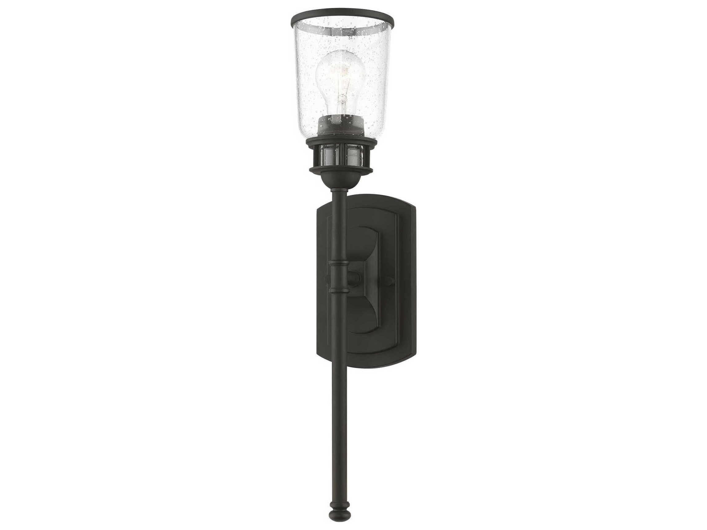 Livex Lighting Lawrenceville 1-Light Black Glass Wall Sconce