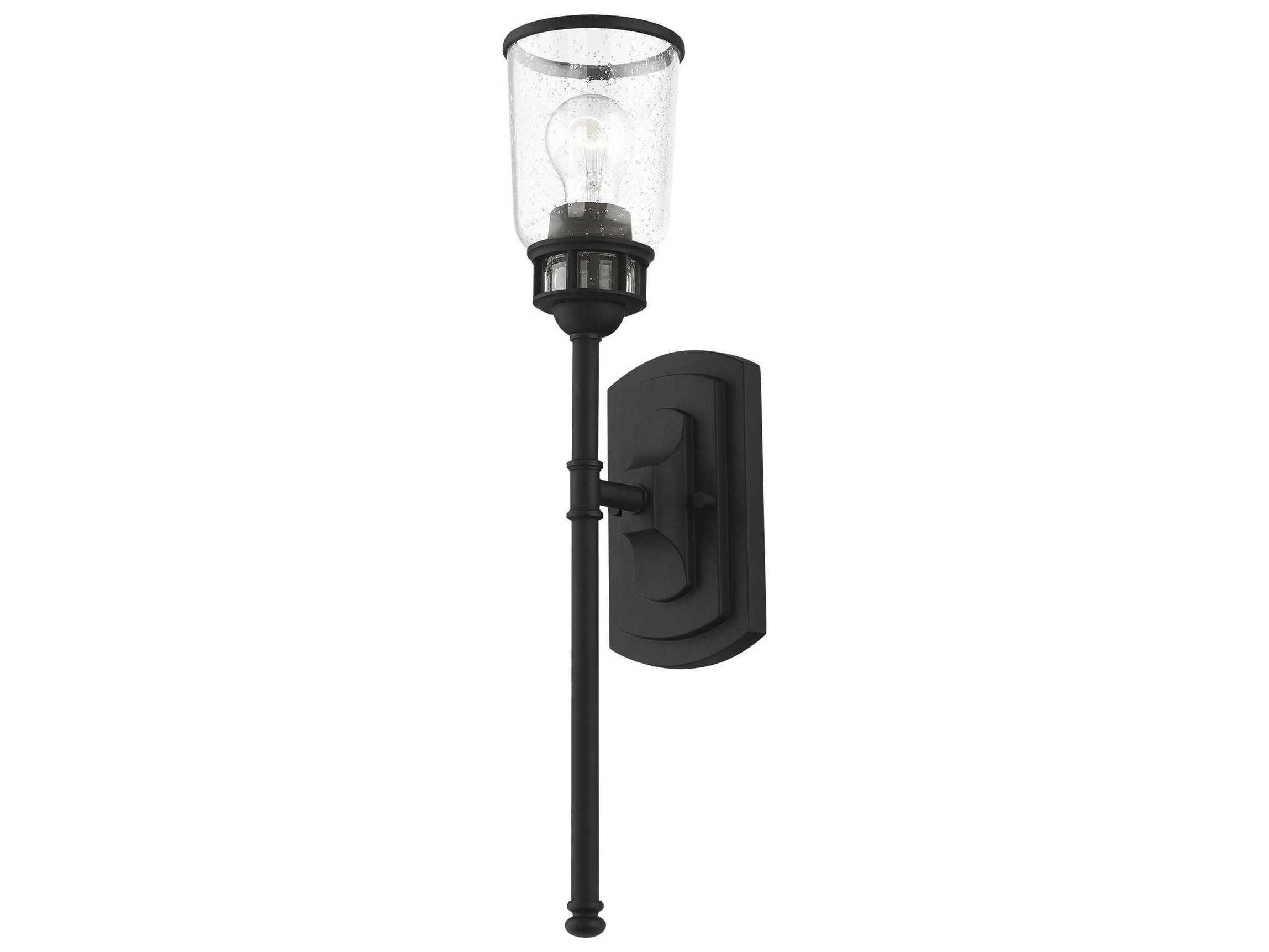 Livex Lighting Lawrenceville 1-Light Black Glass Wall Sconce