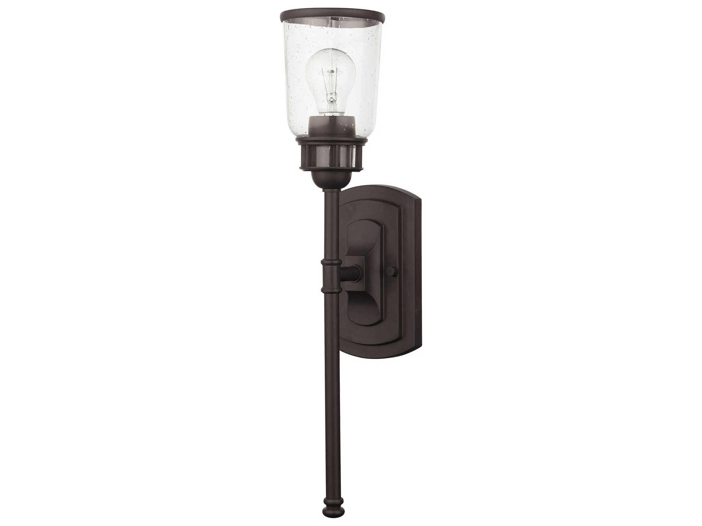 Livex Lighting Lawrenceville 1-Light Bronze Clear Glass Wall Sconce