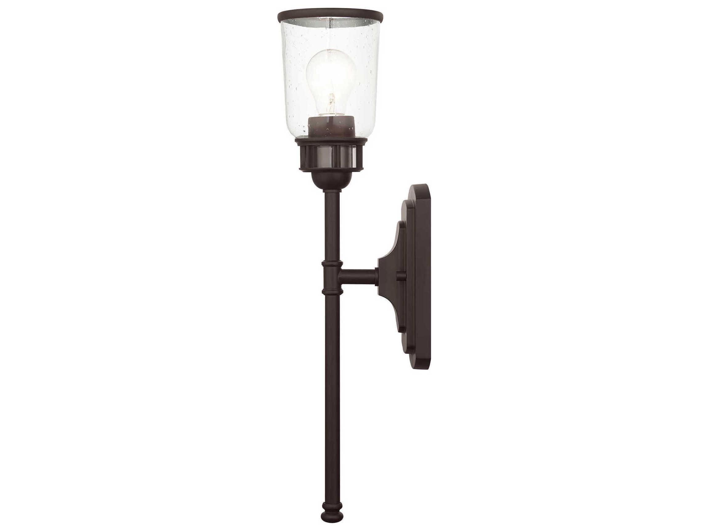 Livex Lighting Lawrenceville 1-Light Bronze Clear Glass Wall Sconce