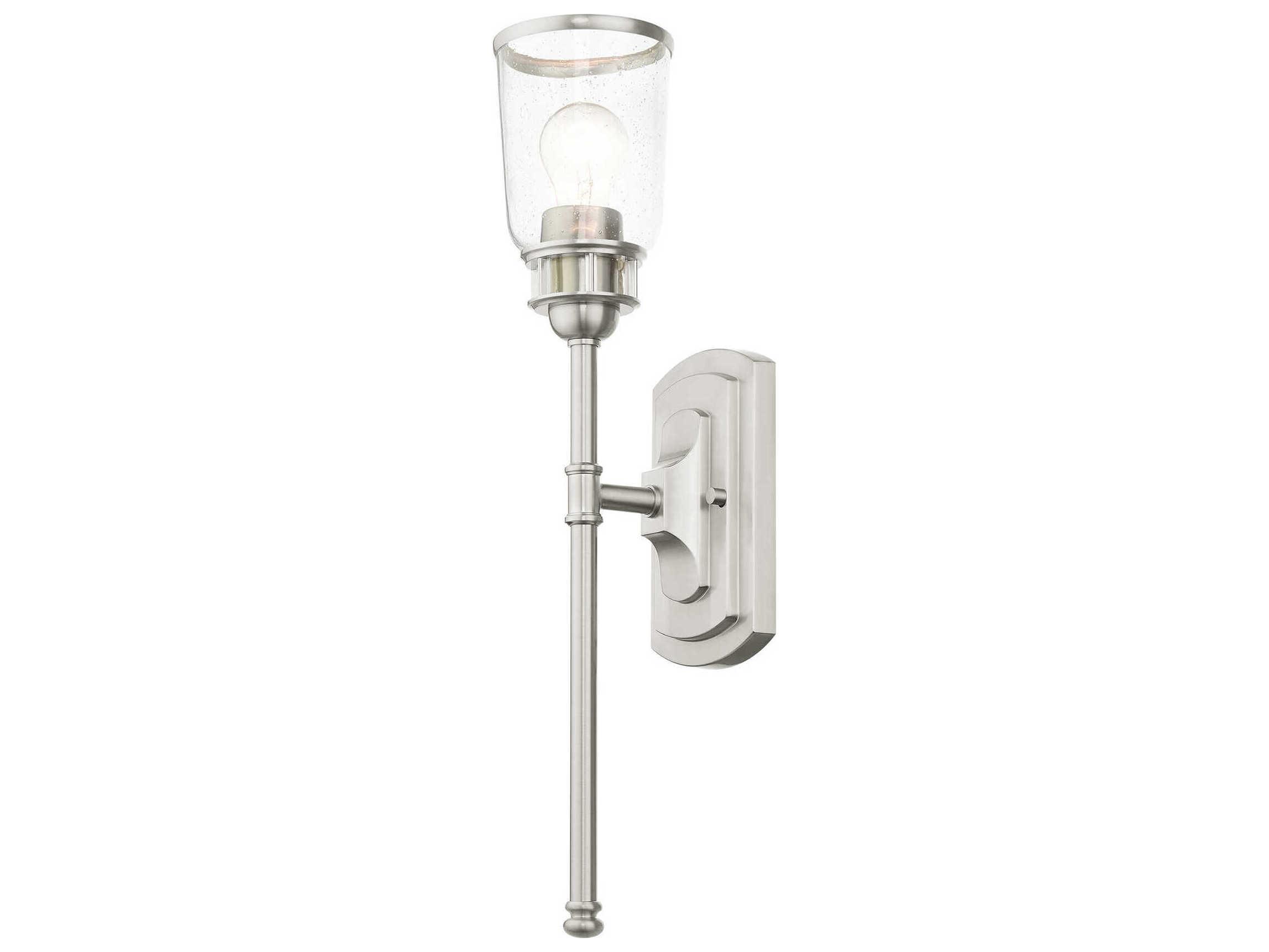 Livex Lighting Lawrenceville 1-Light Brushed Nickel Clear Glass Wall Sconce