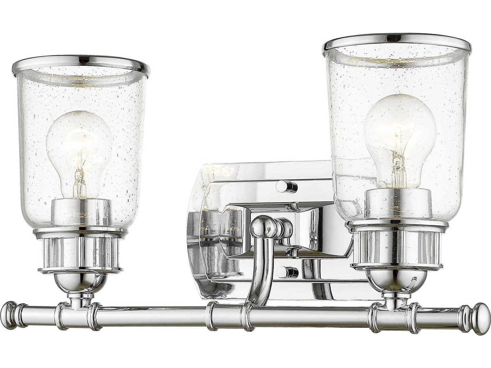 Livex Lighting Lawrenceville 2-Light Polished Chrome Clear Glass Vanity Light