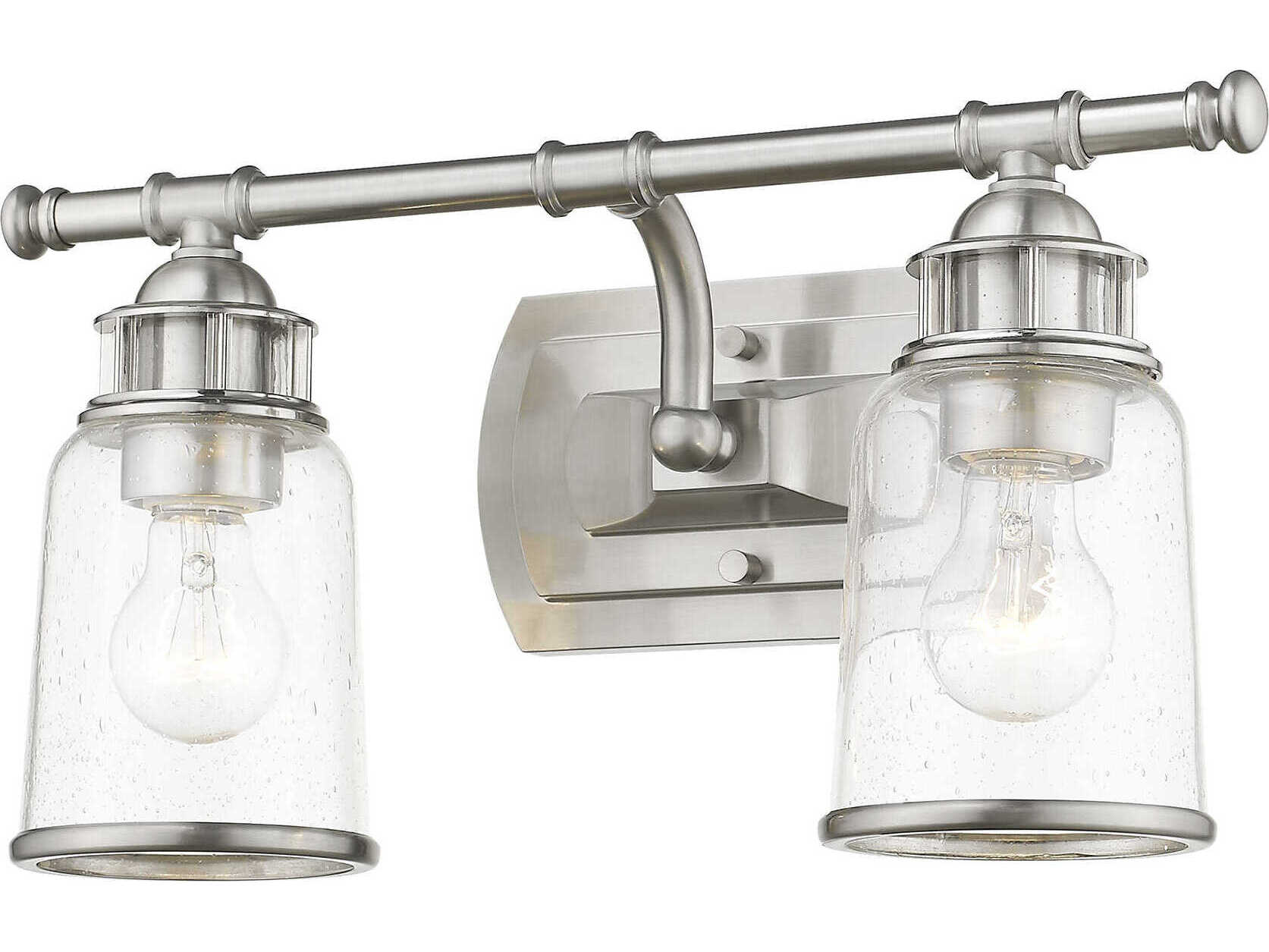 Livex Lighting Lawrenceville 2-Light Brushed Nickel Clear Glass Vanity Light