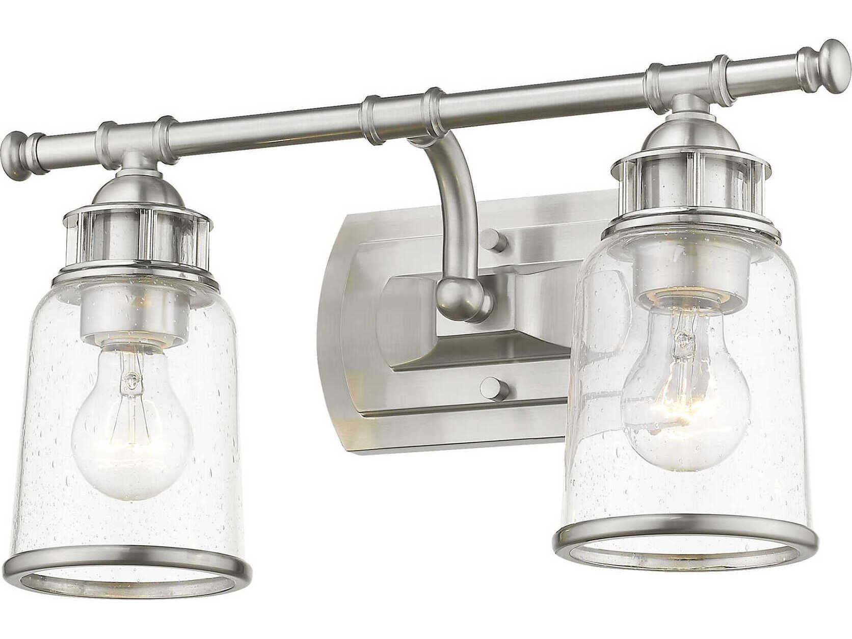 Livex Lighting Lawrenceville 2-Light Brushed Nickel Clear Glass Vanity Light