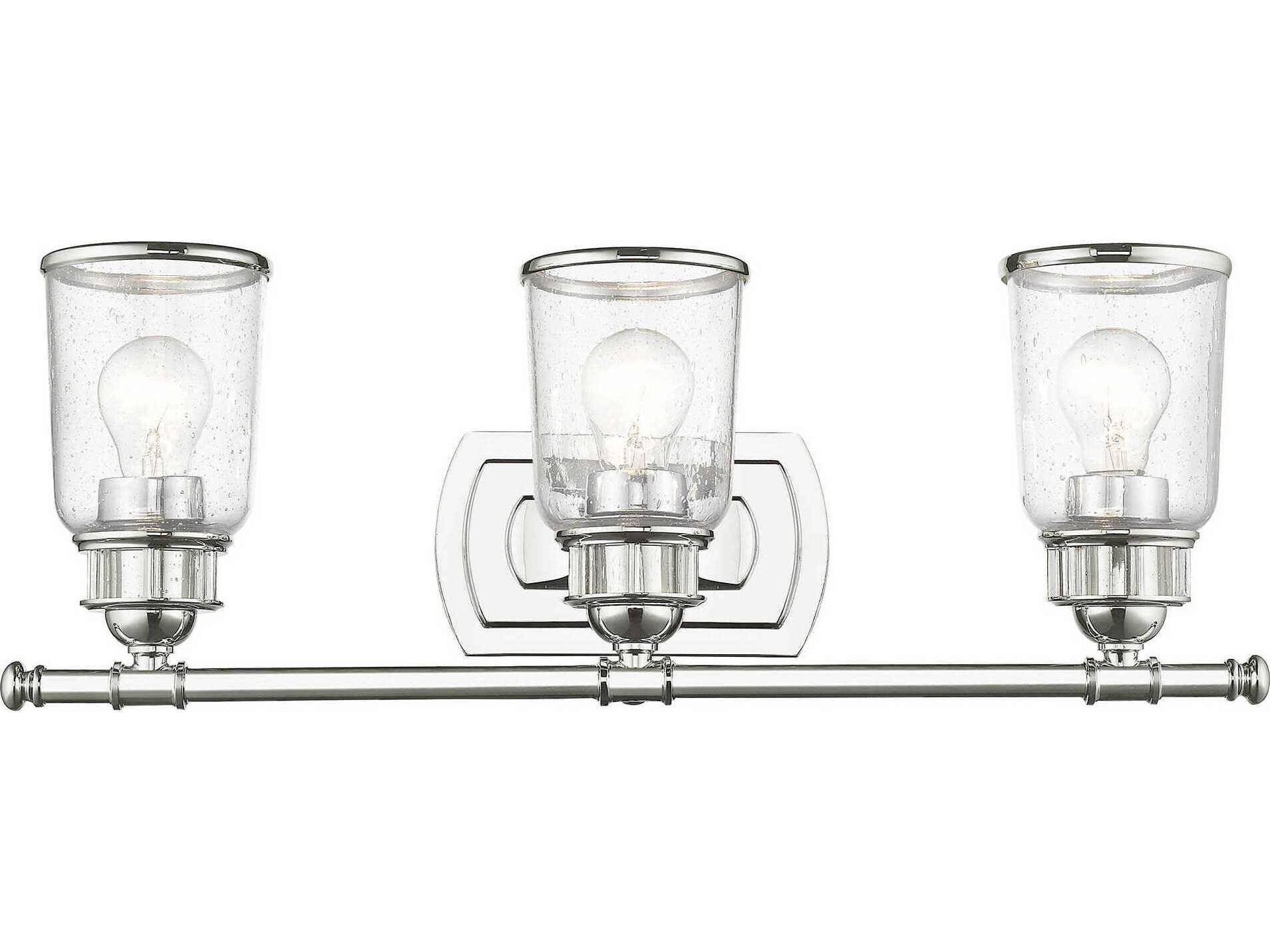 Livex Lighting Lawrenceville 3-Light Polished Chrome Clear Glass Vanity Light