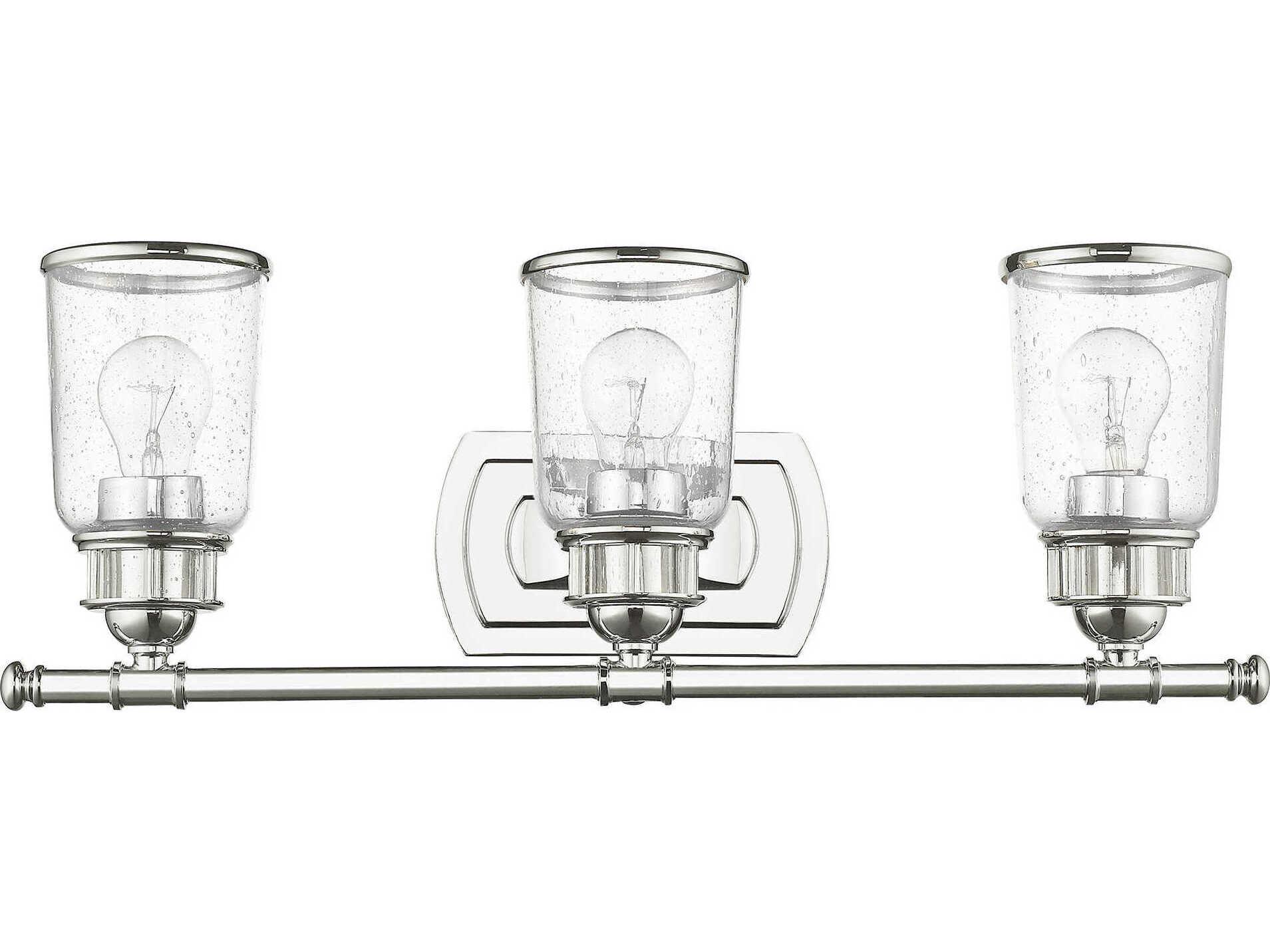 Livex Lighting Lawrenceville 3-Light Polished Chrome Clear Glass Vanity Light