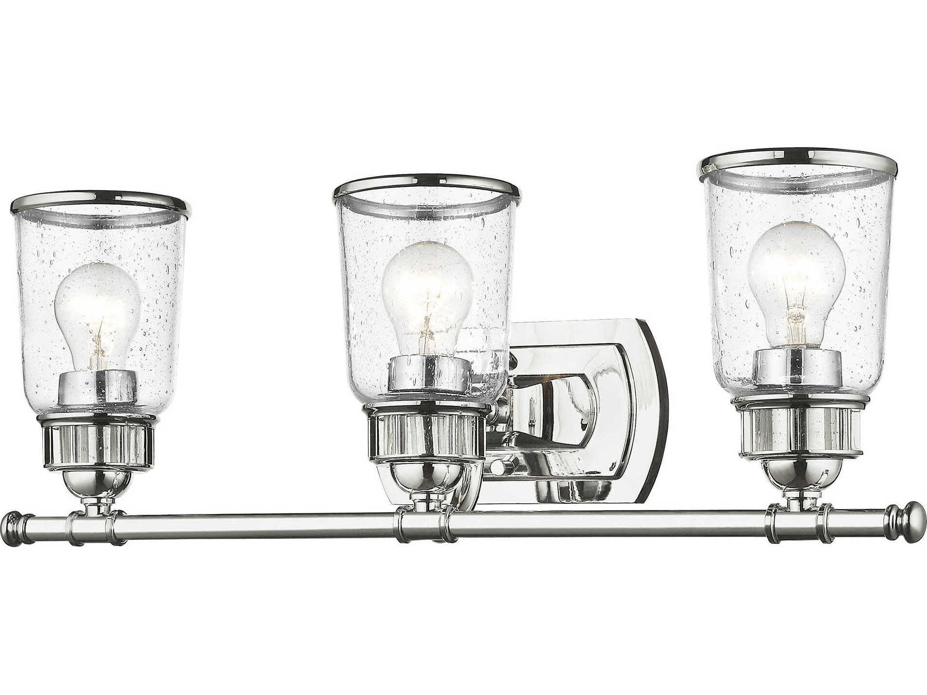 Livex Lighting Lawrenceville 3-Light Polished Chrome Clear Glass Vanity Light