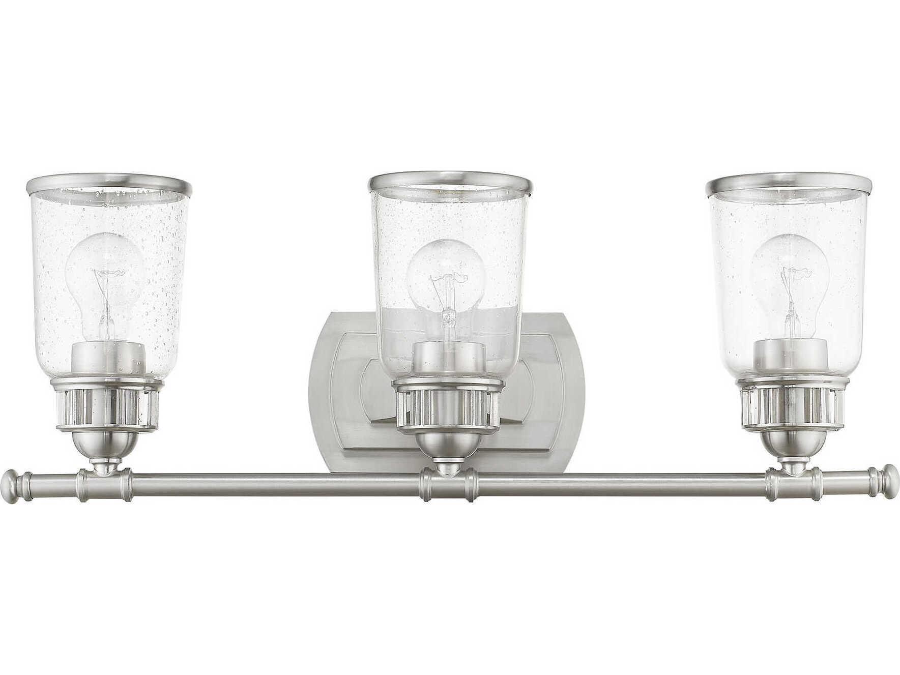 Livex Lighting Lawrenceville 3-Light Brushed Nickel Glass Vanity Light