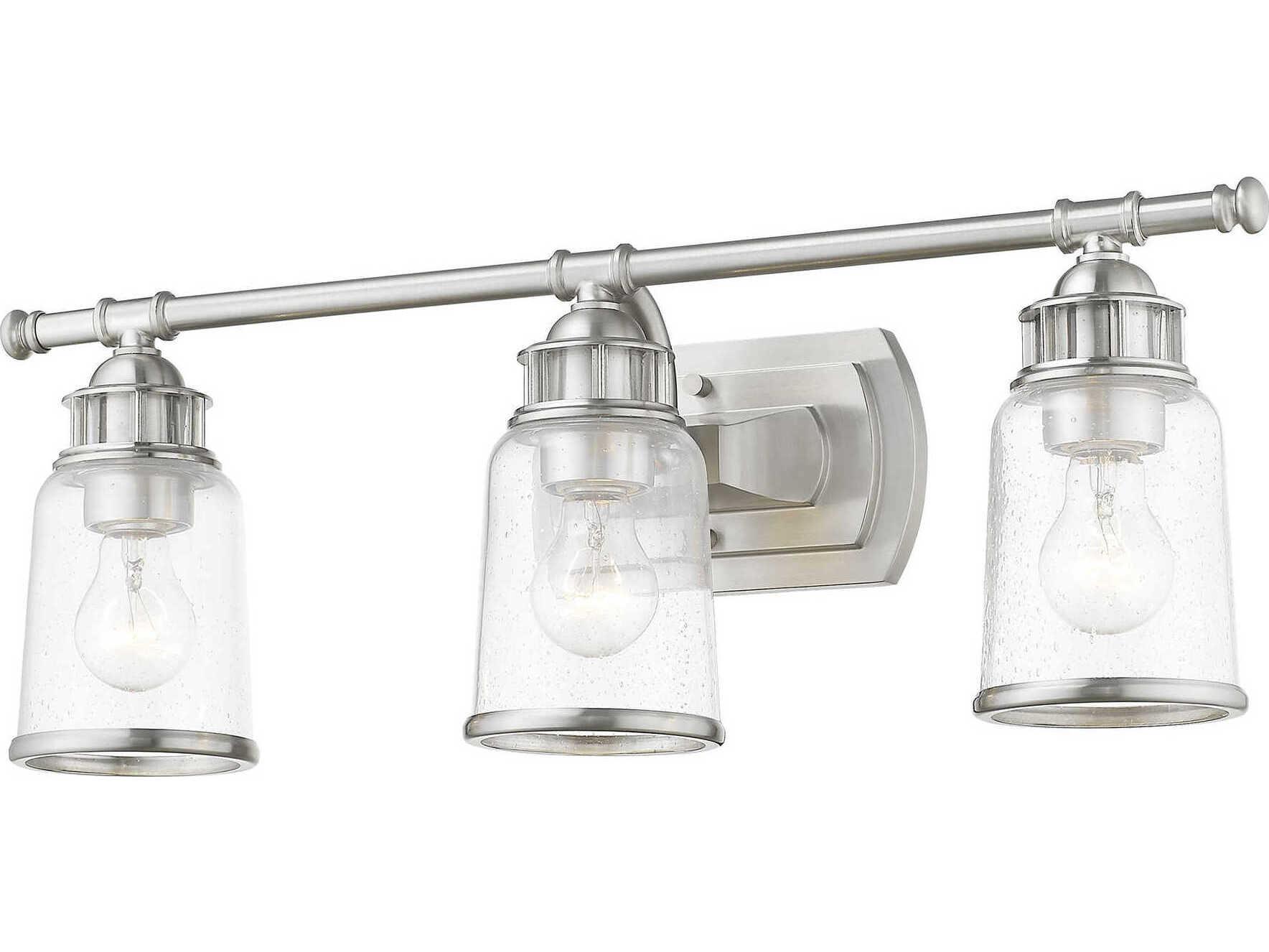 Livex Lighting Lawrenceville 3-Light Brushed Nickel Glass Vanity Light