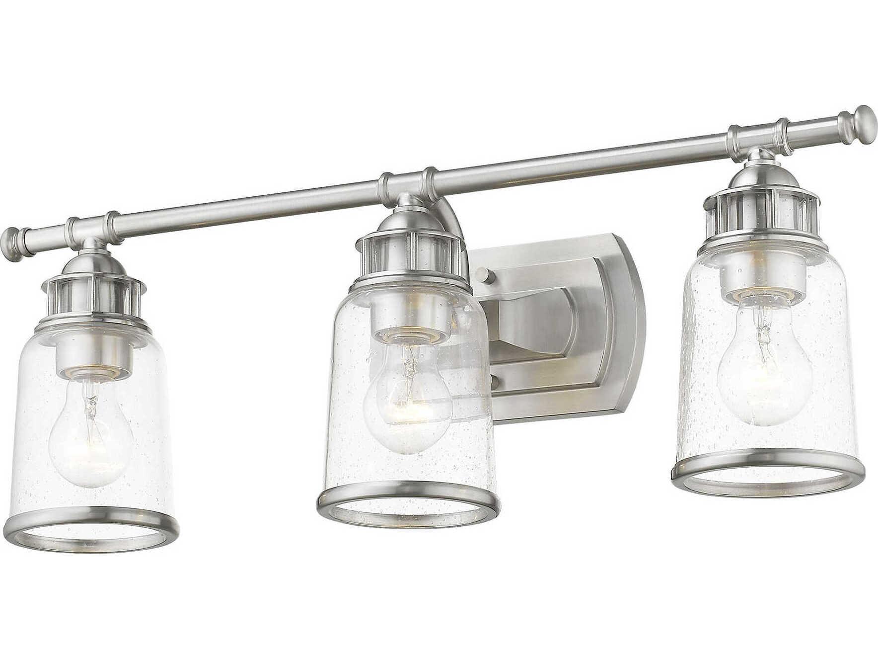 Livex Lighting Lawrenceville 3-Light Brushed Nickel Glass Vanity Light