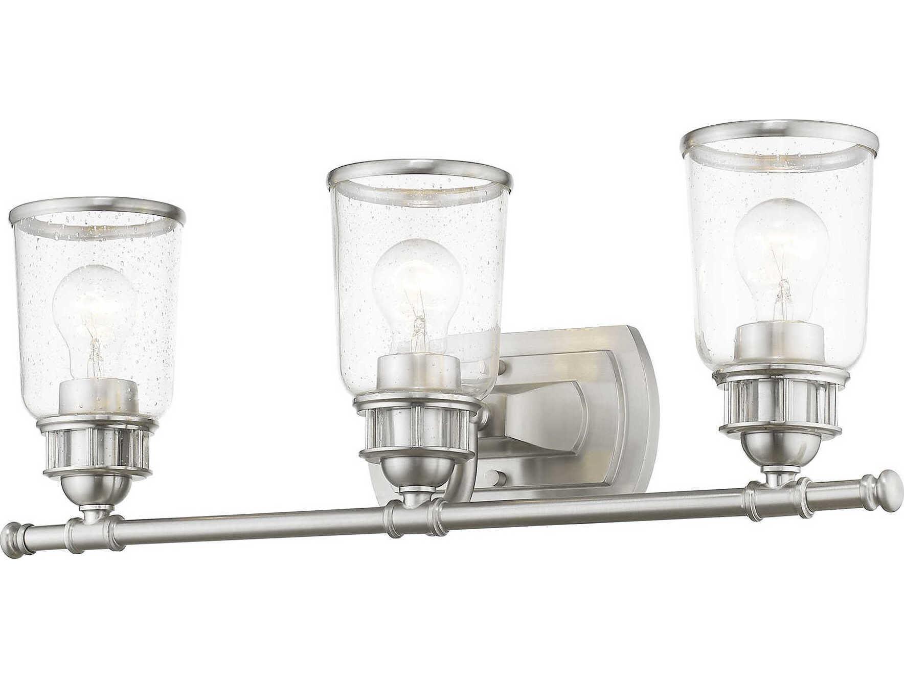 Livex Lighting Lawrenceville 3-Light Brushed Nickel Glass Vanity Light