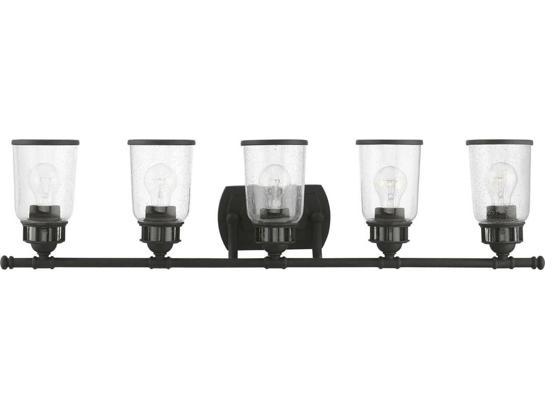 Livex Lighting Lawrenceville 5-Light Black Glass Vanity Light