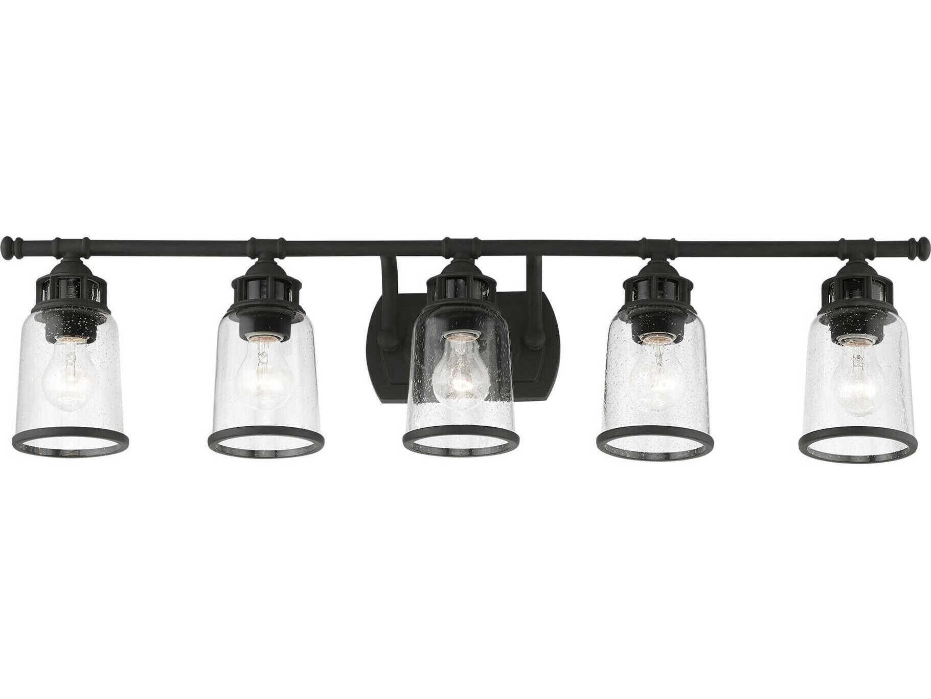 Livex Lighting Lawrenceville 5-Light Black Glass Vanity Light