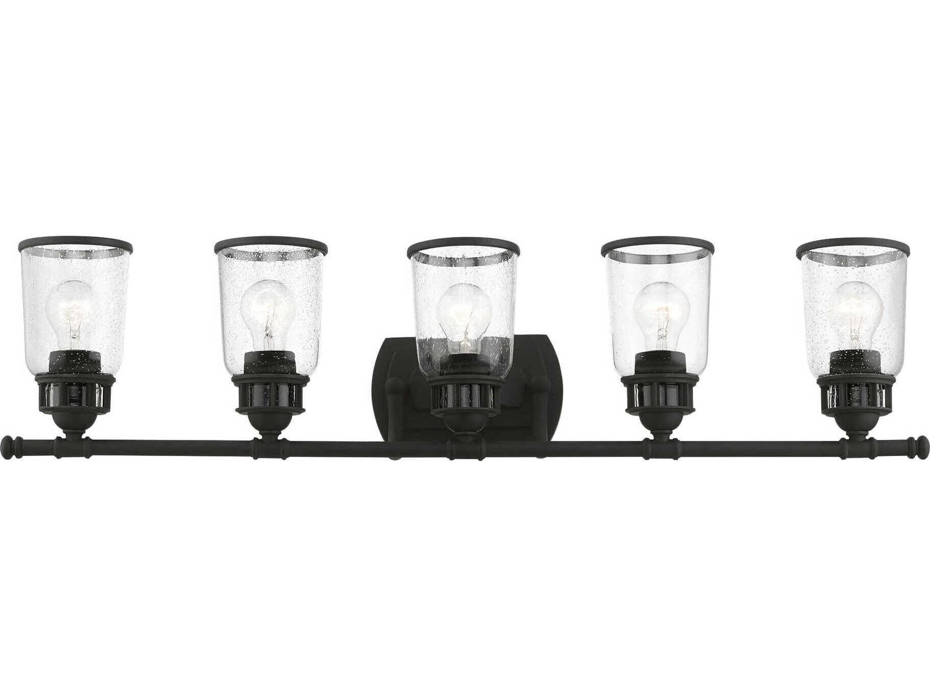 Livex Lighting Lawrenceville 5-Light Black Glass Vanity Light