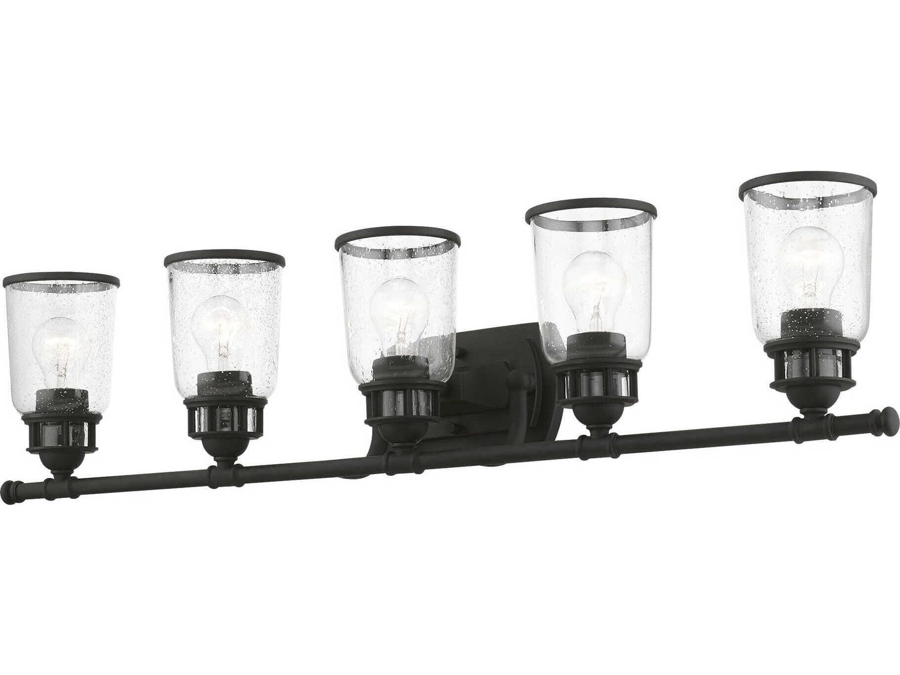 Livex Lighting Lawrenceville 5-Light Black Glass Vanity Light