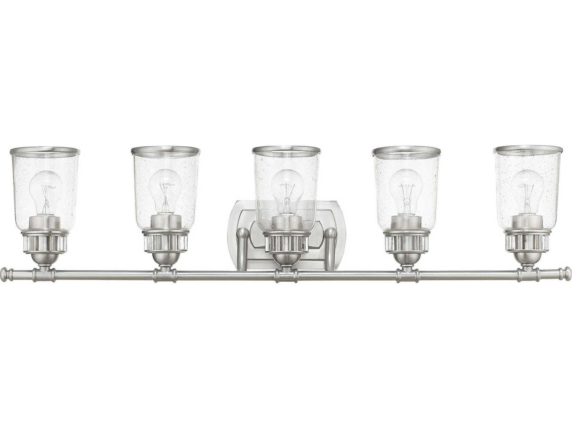 Livex Lighting Lawrenceville 5-Light Brushed Nickel Clear Glass Vanity Light