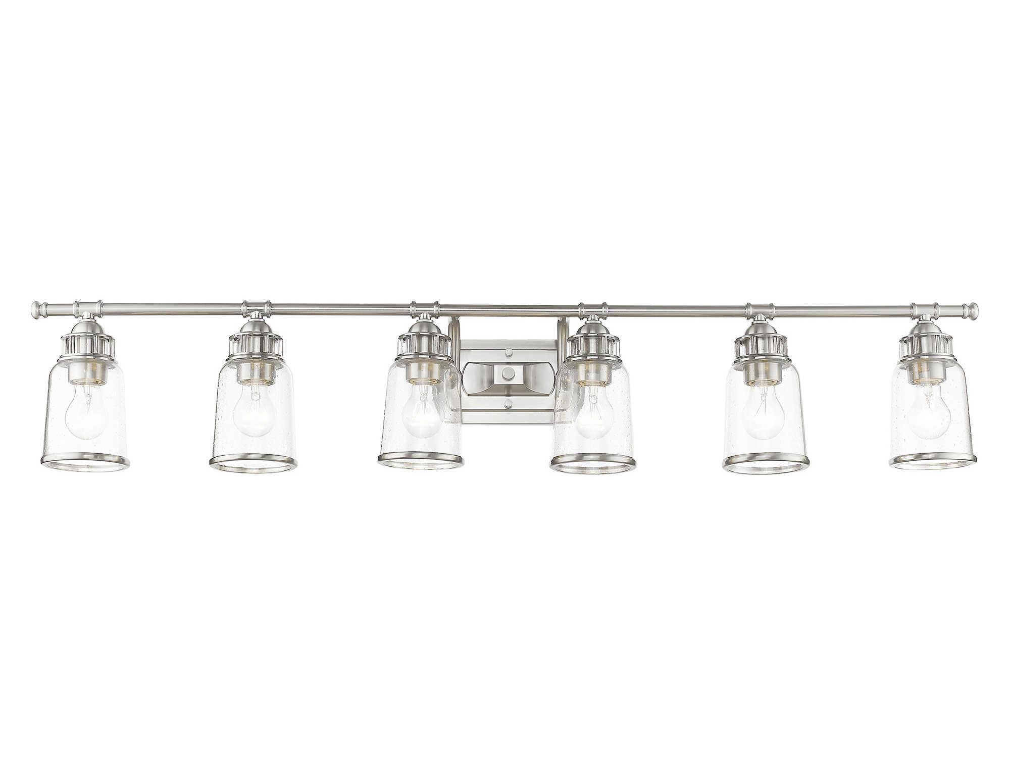 Livex Lighting Lawrenceville 6-Light Brushed Nickel Glass Vanity Light