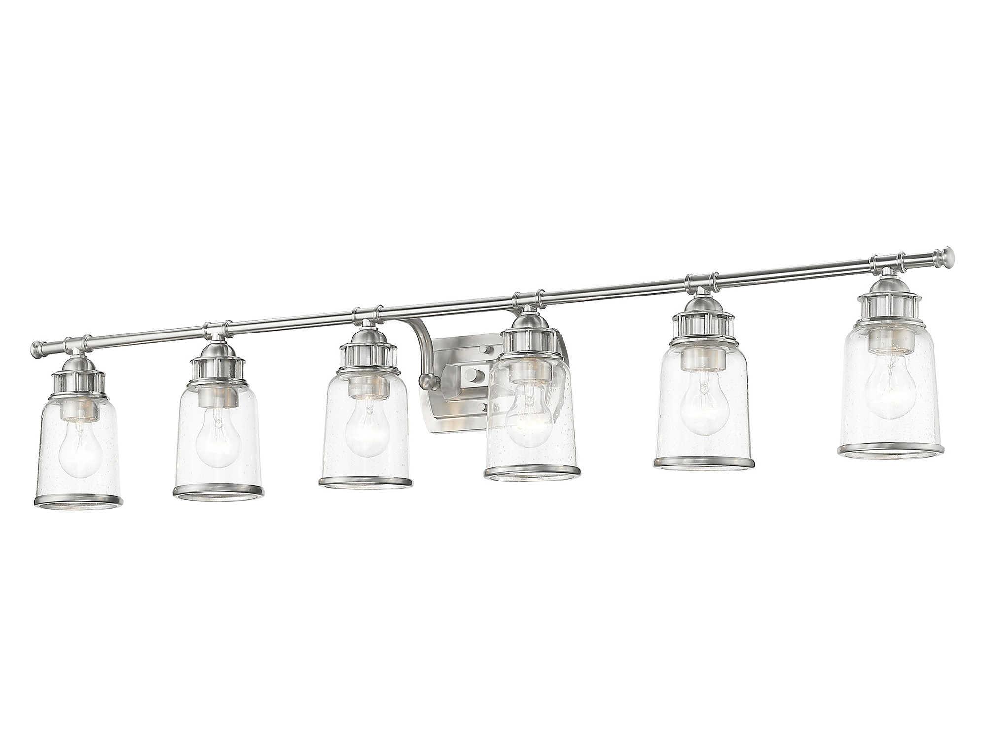 Livex Lighting Lawrenceville 6-Light Brushed Nickel Glass Vanity Light