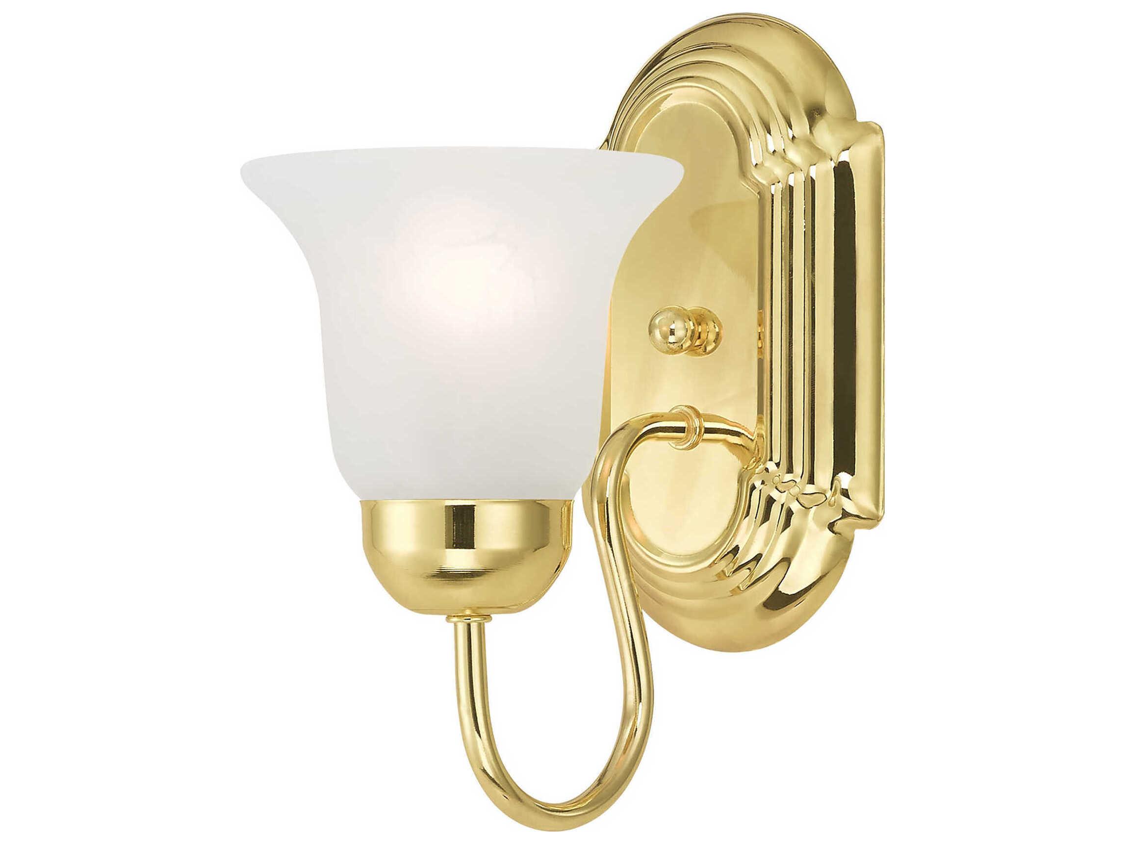 Livex Lighting Riviera 1-Light Polished Brass Glass Wall Sconce