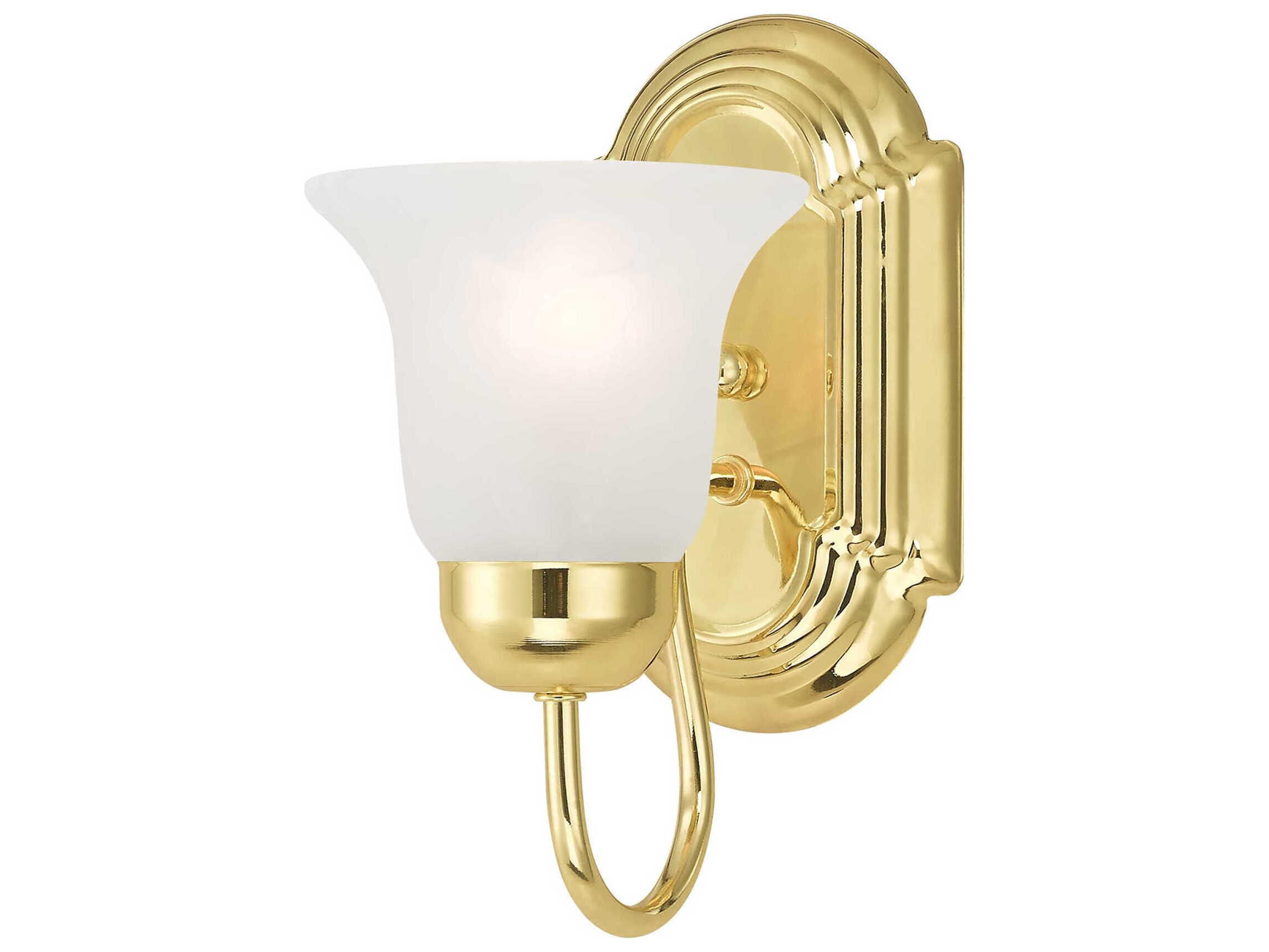 Livex Lighting Riviera 1-Light Polished Brass Glass Wall Sconce
