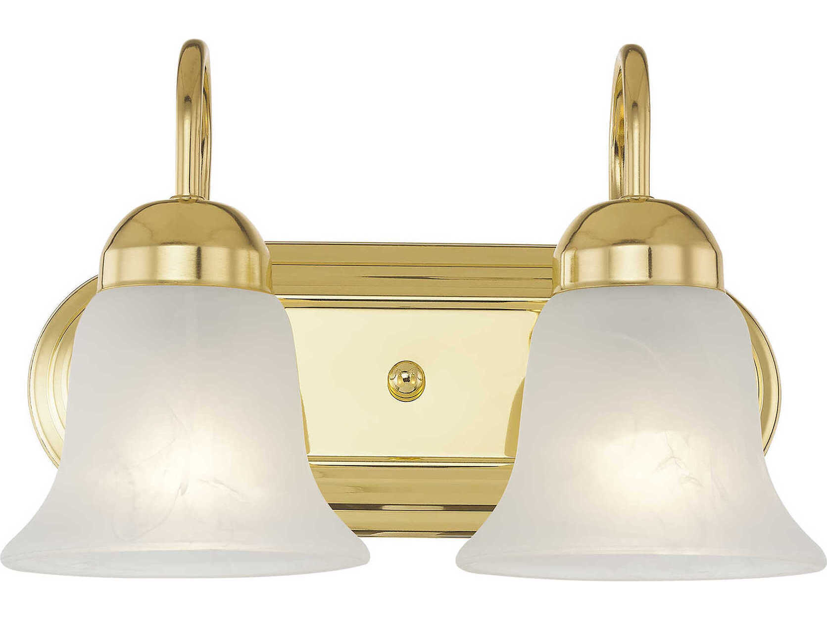 Livex Lighting Riviera 2-Light Polished Brass White Glass Vanity Light