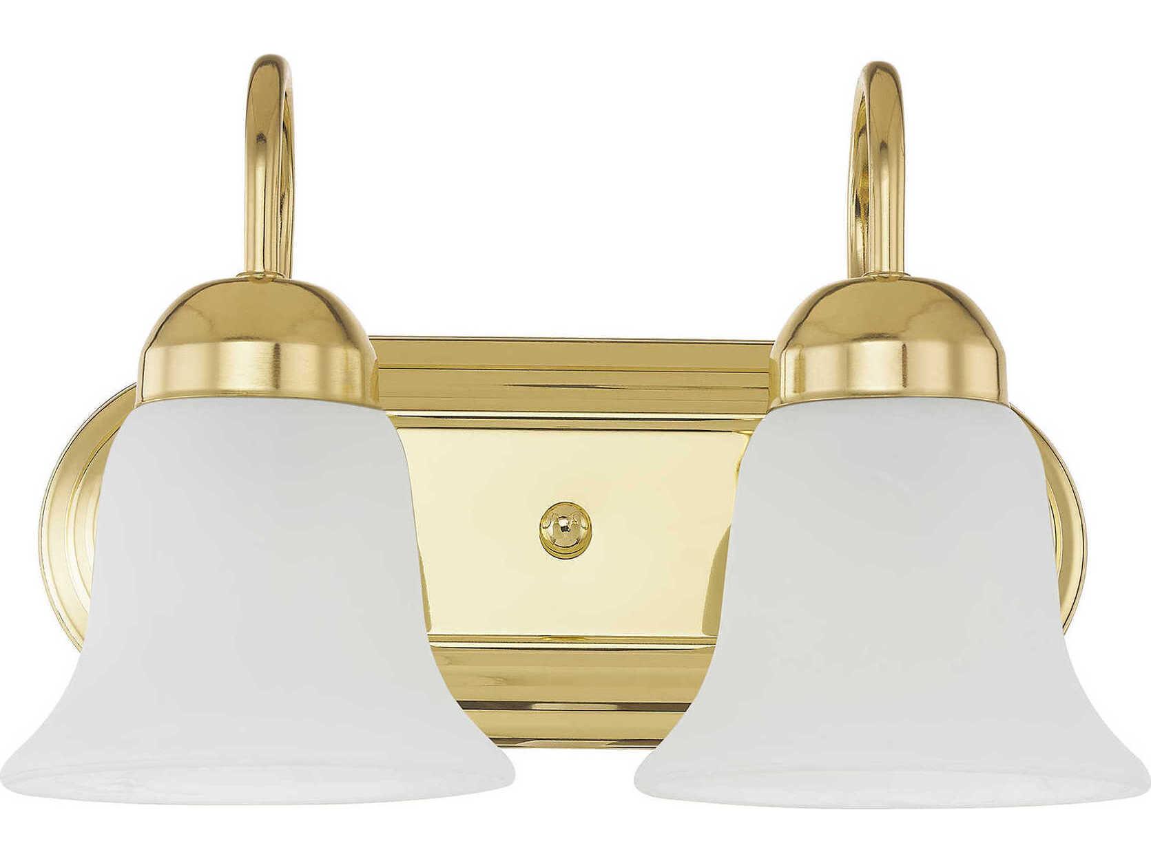 Livex Lighting Riviera 2-Light Polished Brass White Glass Vanity Light