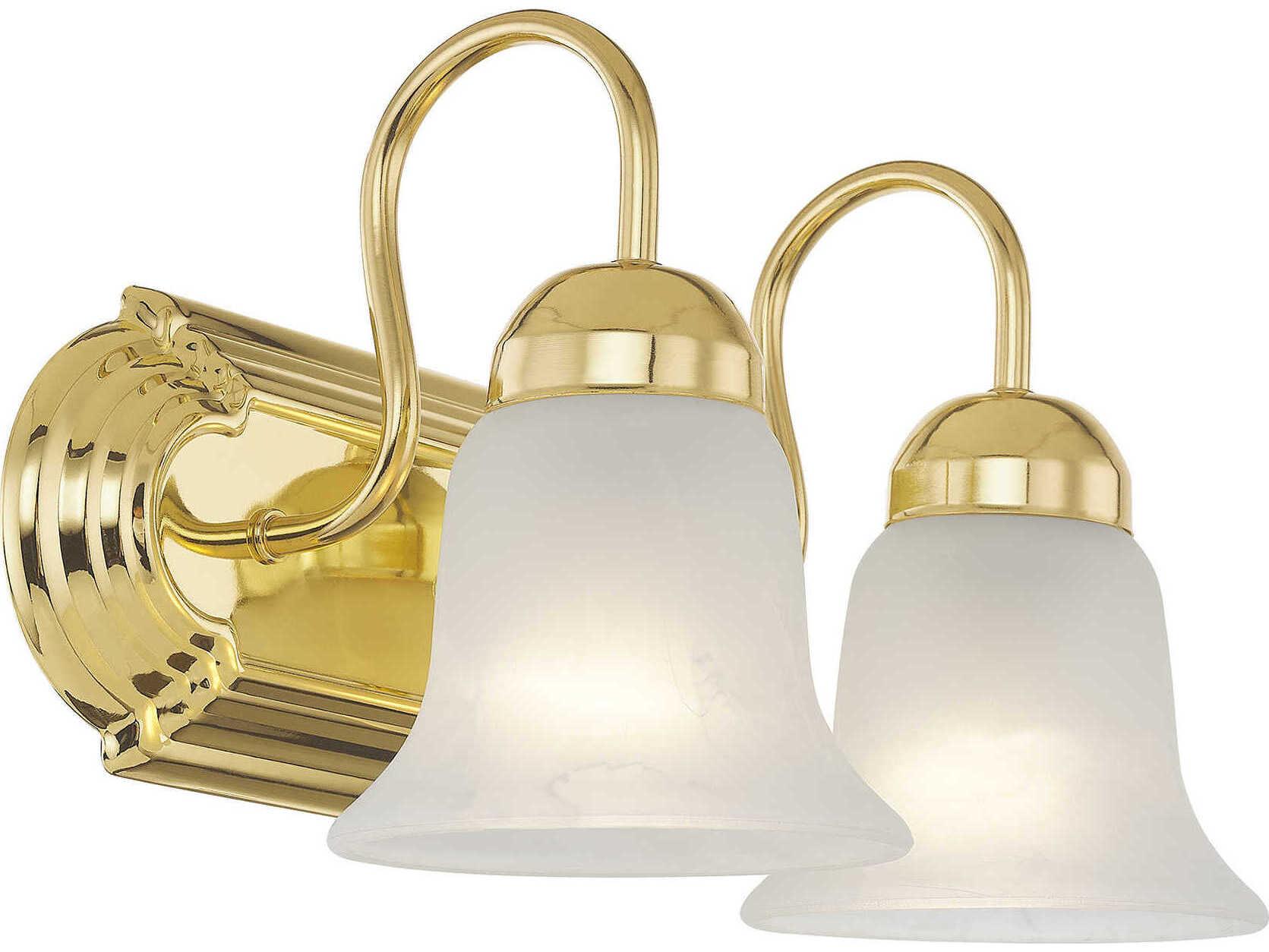 Livex Lighting Riviera 2-Light Polished Brass White Glass Vanity Light