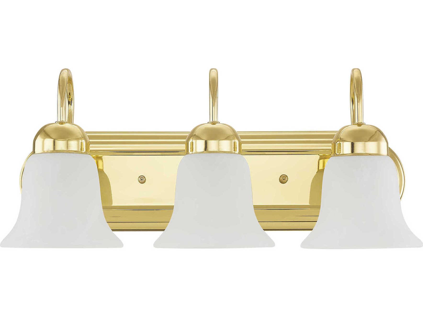 Livex Lighting Riviera 3-Light Polished Brass Glass Vanity Light