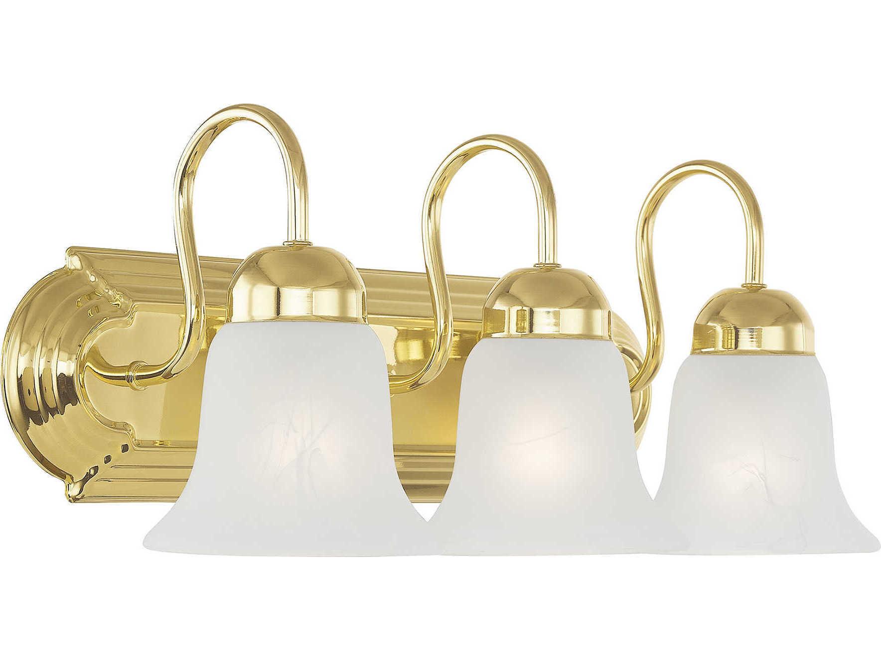 Livex Lighting Riviera 3-Light Polished Brass Glass Vanity Light