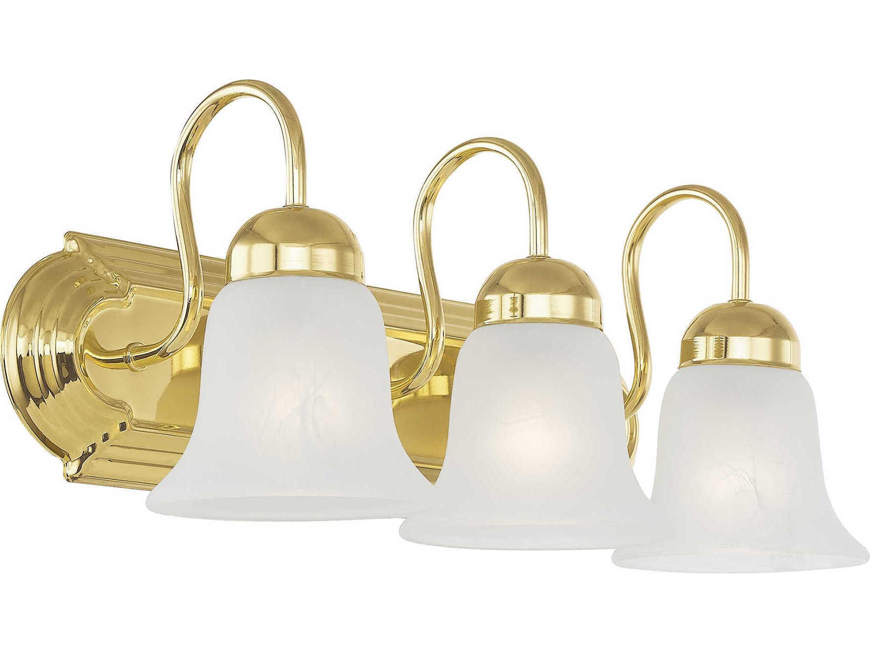 Livex Lighting Riviera 3-Light Polished Brass Glass Vanity Light