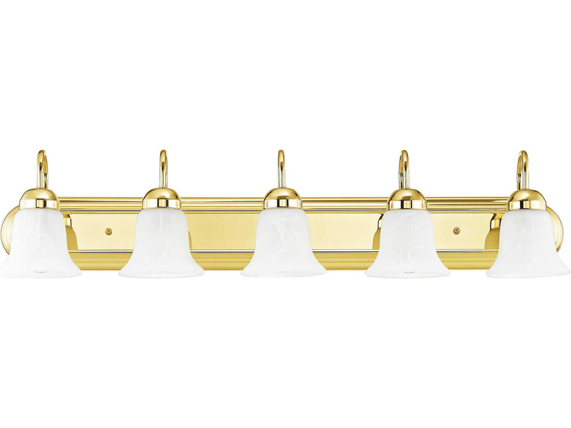 Livex Lighting Riviera 5-Light Polished Brass Glass Vanity Light
