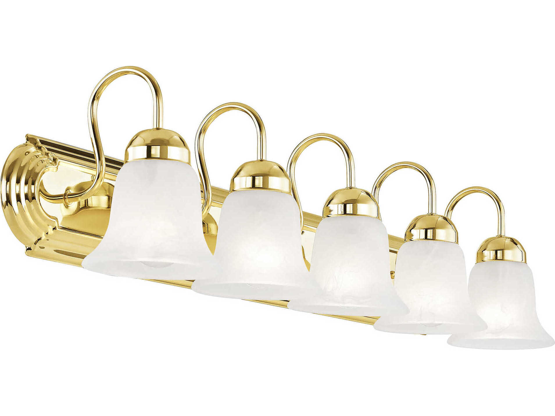 Livex Lighting Riviera 5-Light Polished Brass Glass Vanity Light