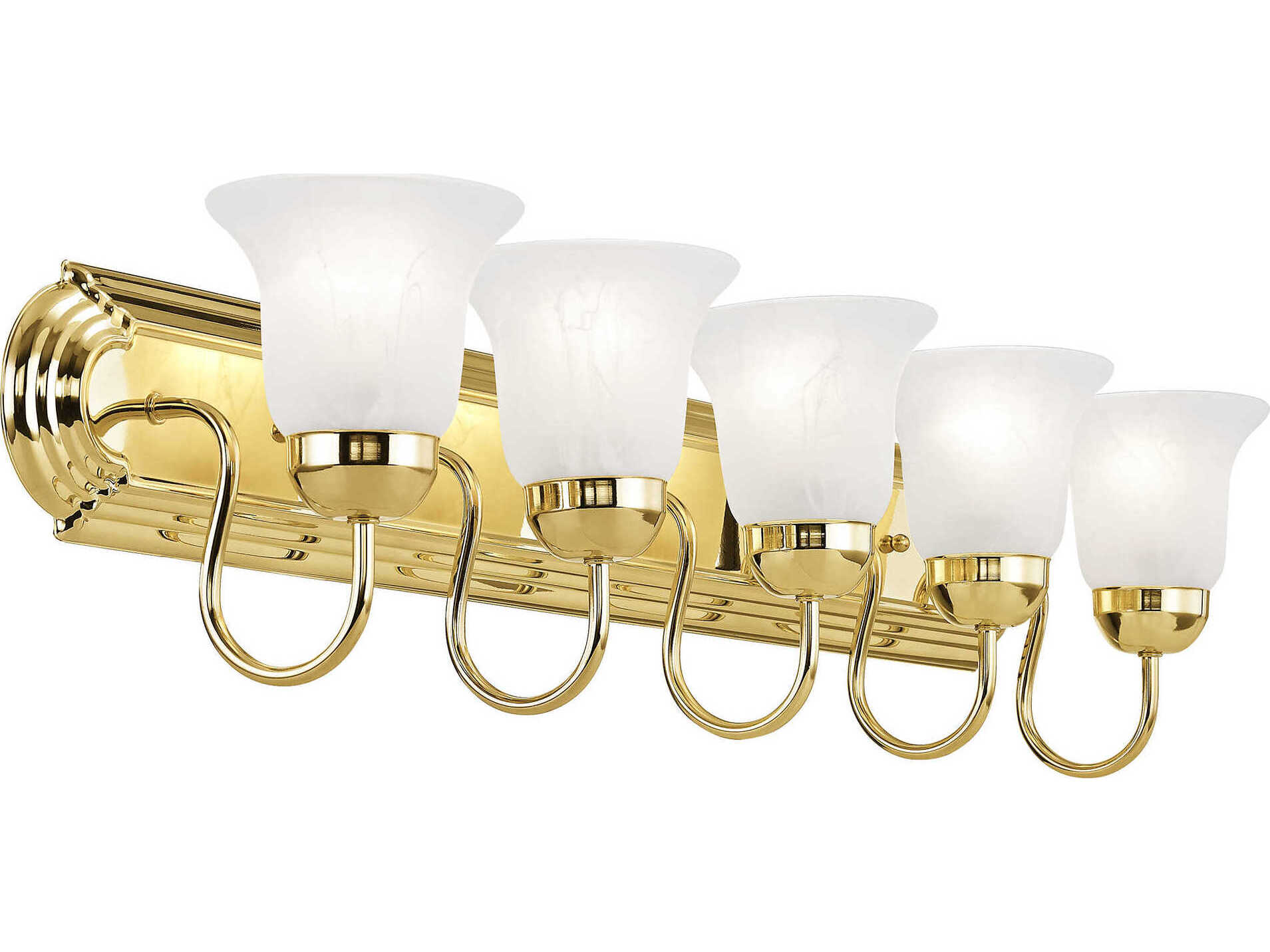 Livex Lighting Riviera 5-Light Polished Brass Glass Vanity Light