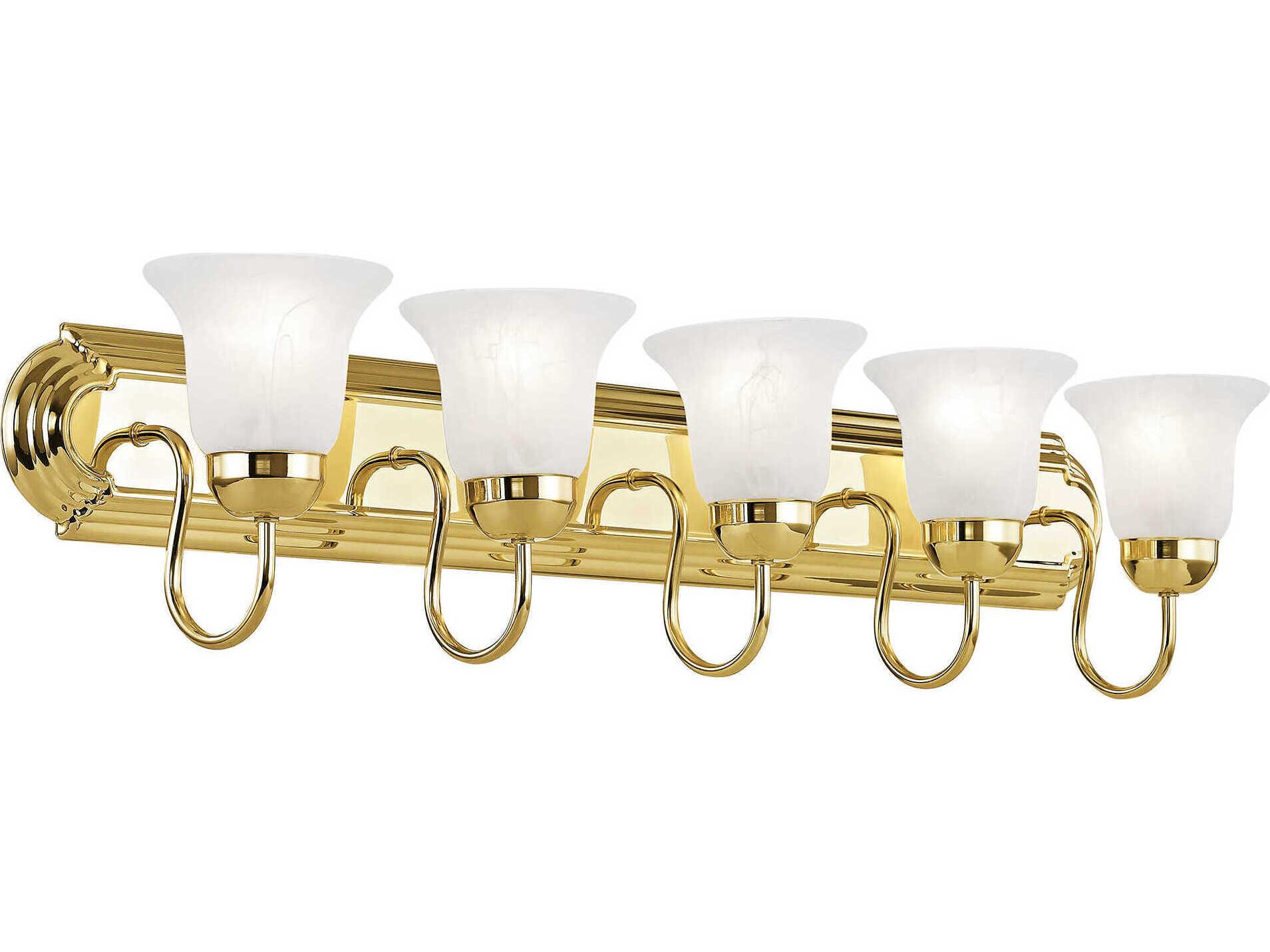 Livex Lighting Riviera 5-Light Polished Brass Glass Vanity Light