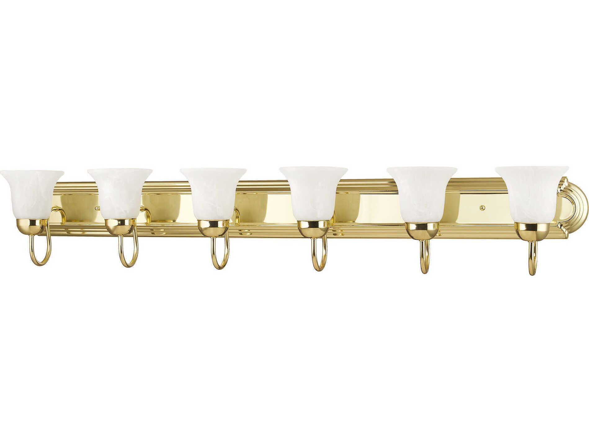 Livex Lighting Riviera 6-Light Polished Brass Glass Vanity Light