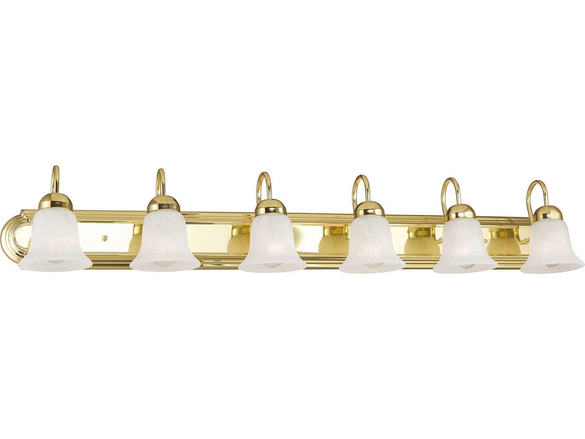 Livex Lighting Riviera 6-Light Polished Brass Glass Vanity Light